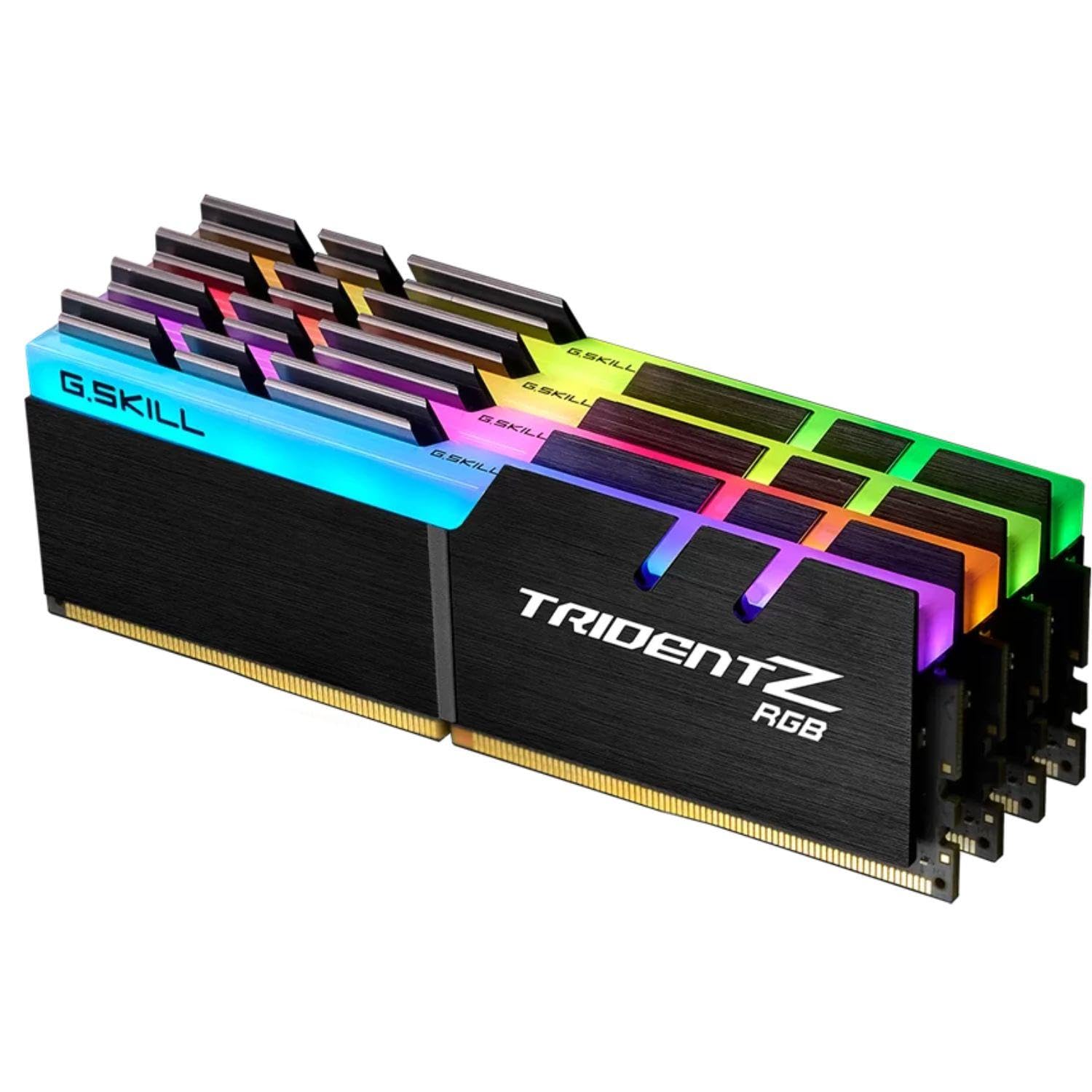 G.Skill F4 3200C16Q 32Gtzr Trident Z Rgb Series 32 Gb (8 Gb X 4) Ddr4 3200 Mhz Pc4 25600 Cl16 Dual Channel Memory Kit   Black Wi