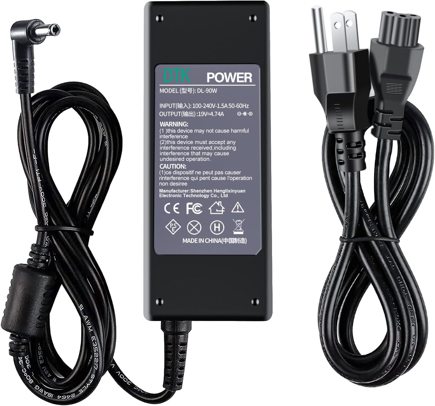 Dtk 19V 4.74A 90W For Asus Toshiba Ac Adapter Laptop Computer Charger Notebook Pc Power Cord Supply Source Plug Connector Tip: 5