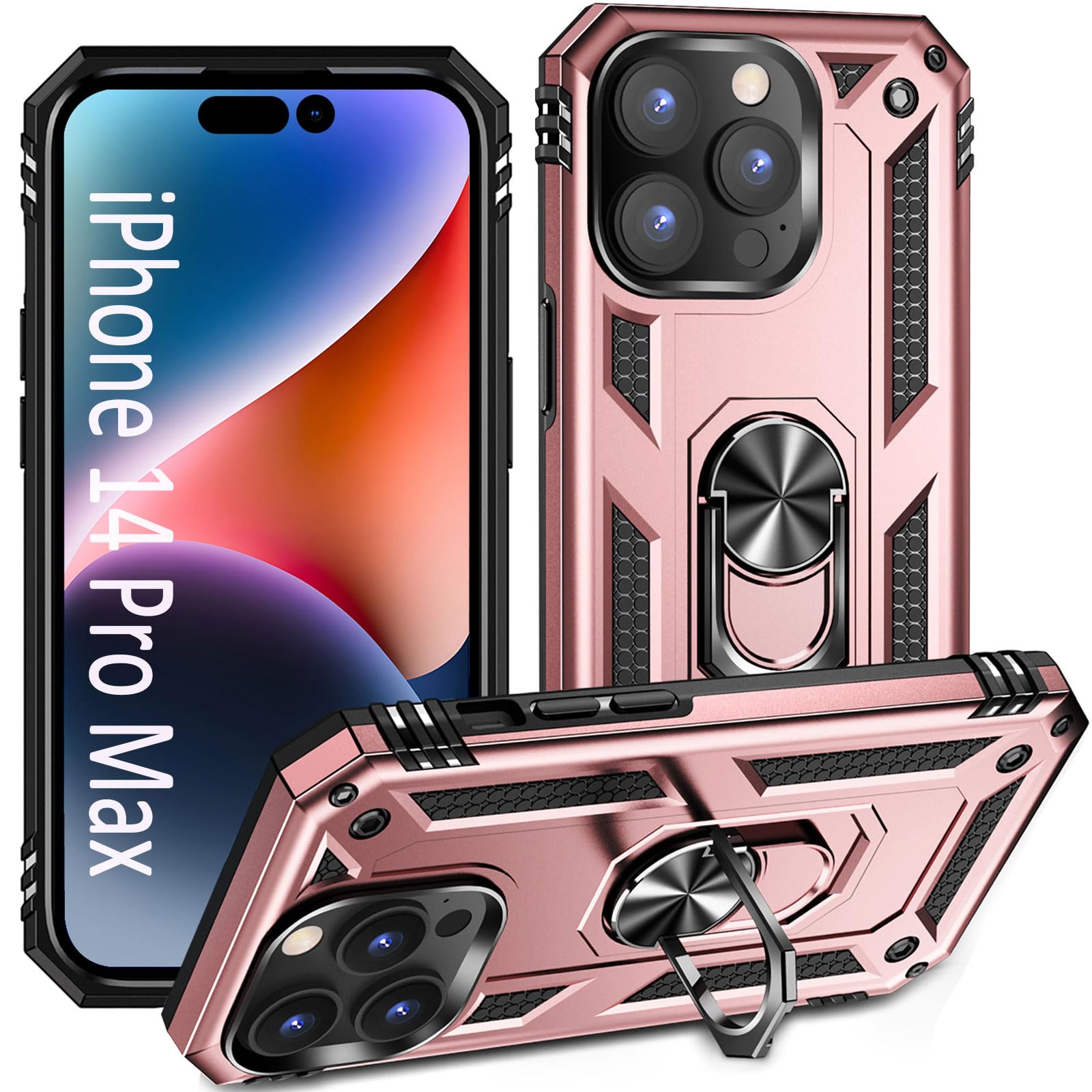 Addit Phone Case For Iphone 14 Pro Max Case Iphone 14 Pro Max Phone Case Woman, With Ring Holder Stand, Support Magnet Car Mount