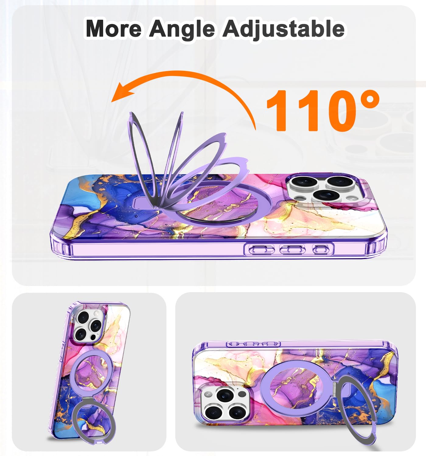 Lamcase For Iphone 15 Pro Max Case With Magnetic Invisible Ring Stand [Compatible With Magsafe], Full Body Rugged Slim Women Men