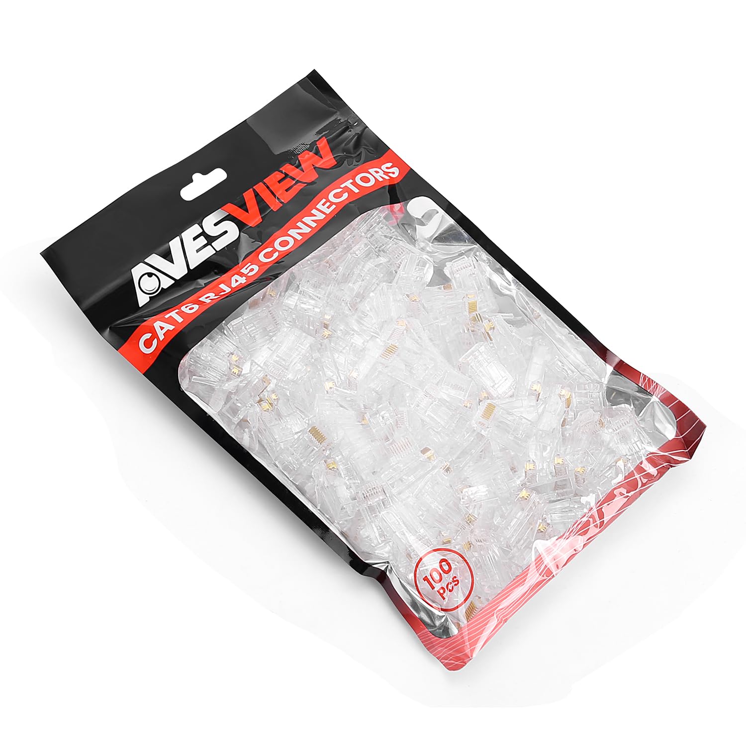 Avesview 100 Pack Cat 6 Pass Through Rj45 Connectors (Ethernet Cable Connectors) Utp Transparent Rj45 Pass Through Connector For