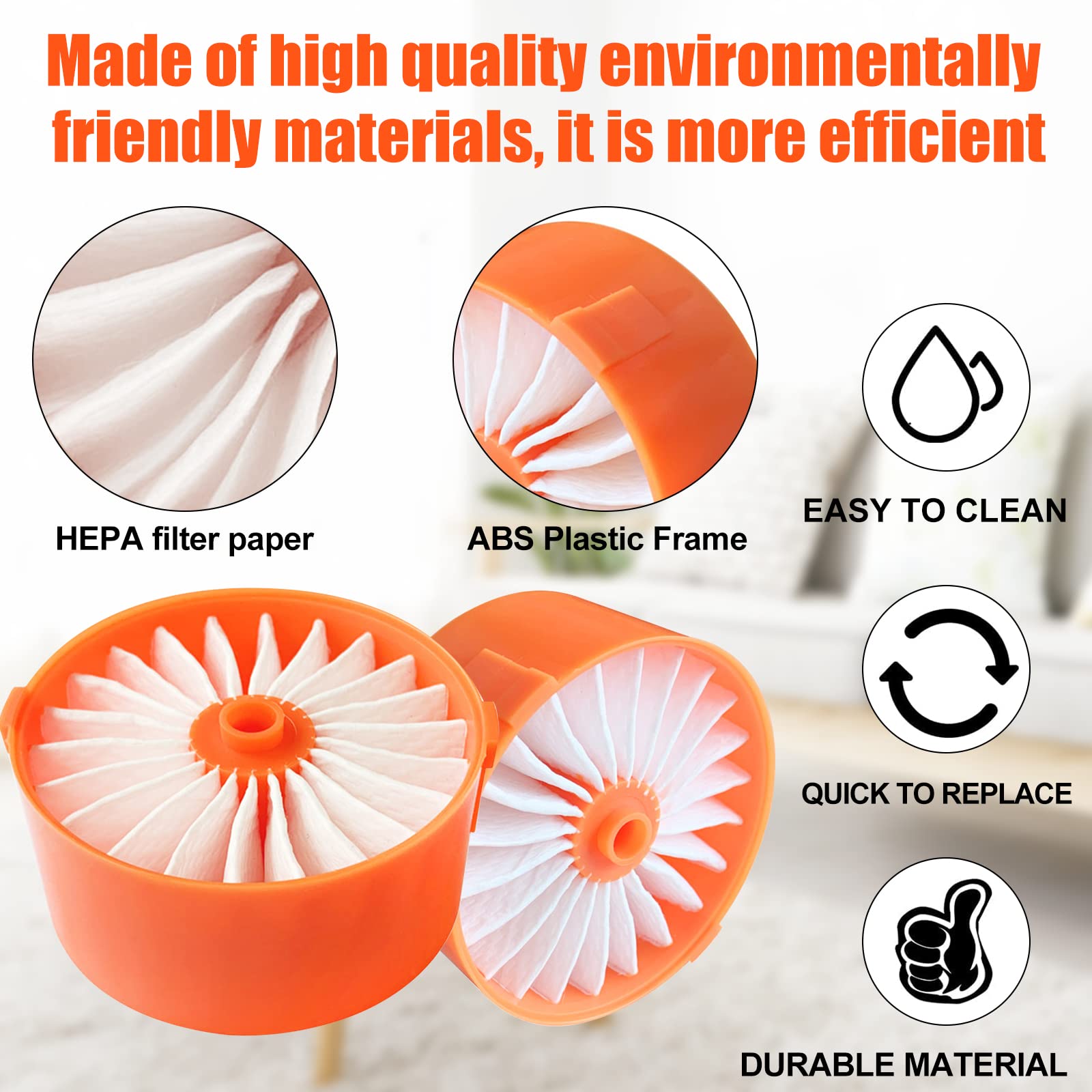 4 Pack Filter Element For Black+Decker Powerseries Cordless Stick Vacuum Cleaner Bsv2020G, Bsv2020P # N665227