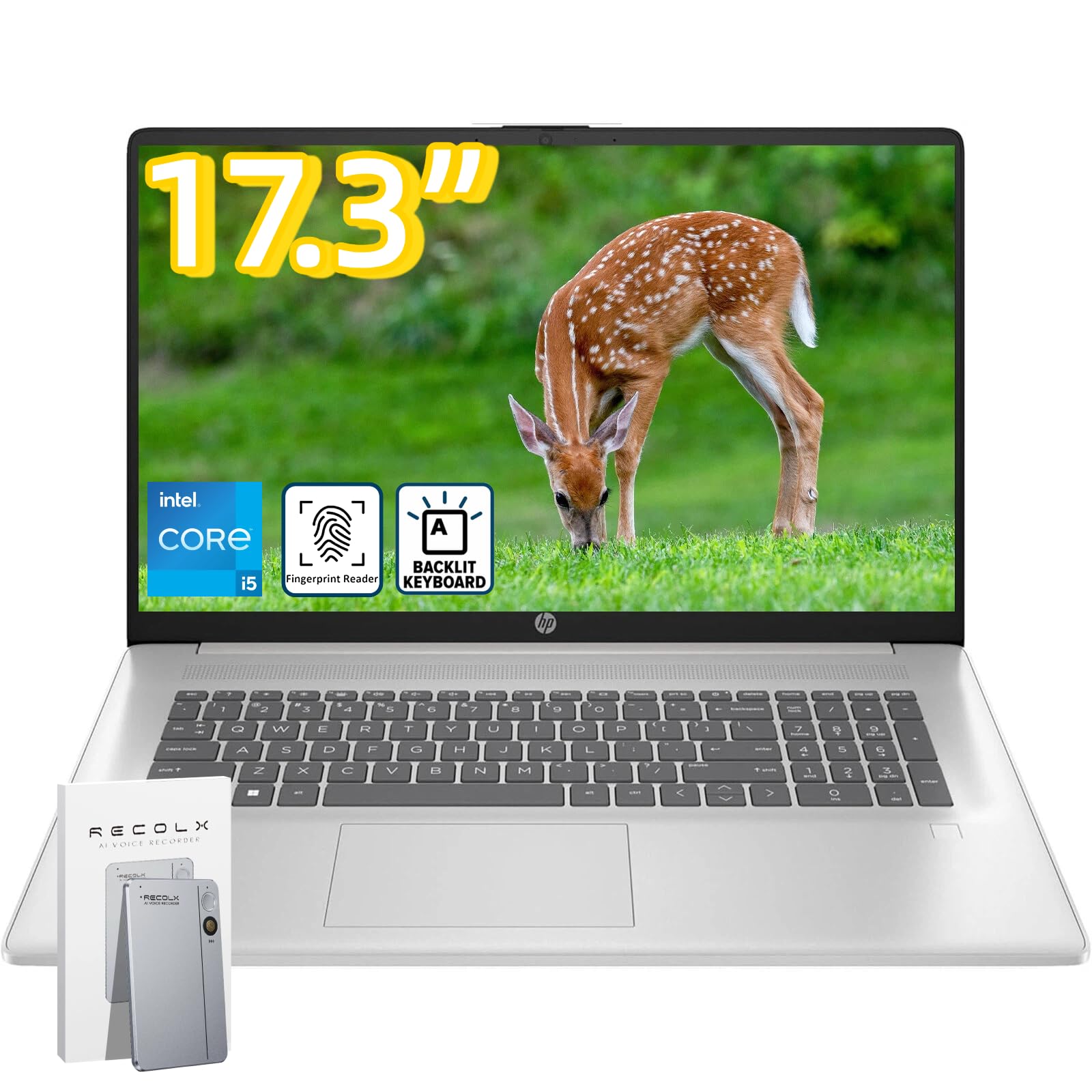 HP 17 Inch Business Laptop, Intel i5-1334U(Up to 4.6 GHz), 17.3 HD+ BrightView 250 nits, Wi-Fi 6, 20GB RAM, 512GB SSD, Backlit K