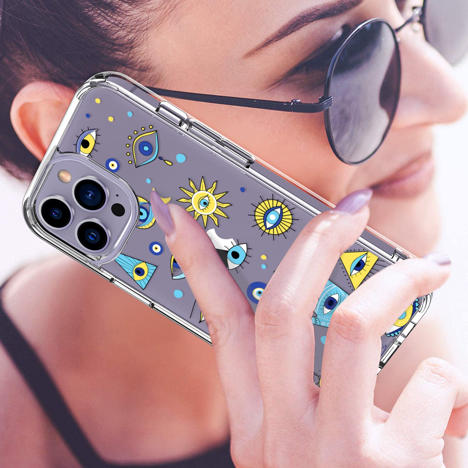 Luhouri Designed For Iphone 14 Pro Max Case With Screen Protector - Slim Fit, Sturdy Clear Acrylic Cover For Women And Girls - P