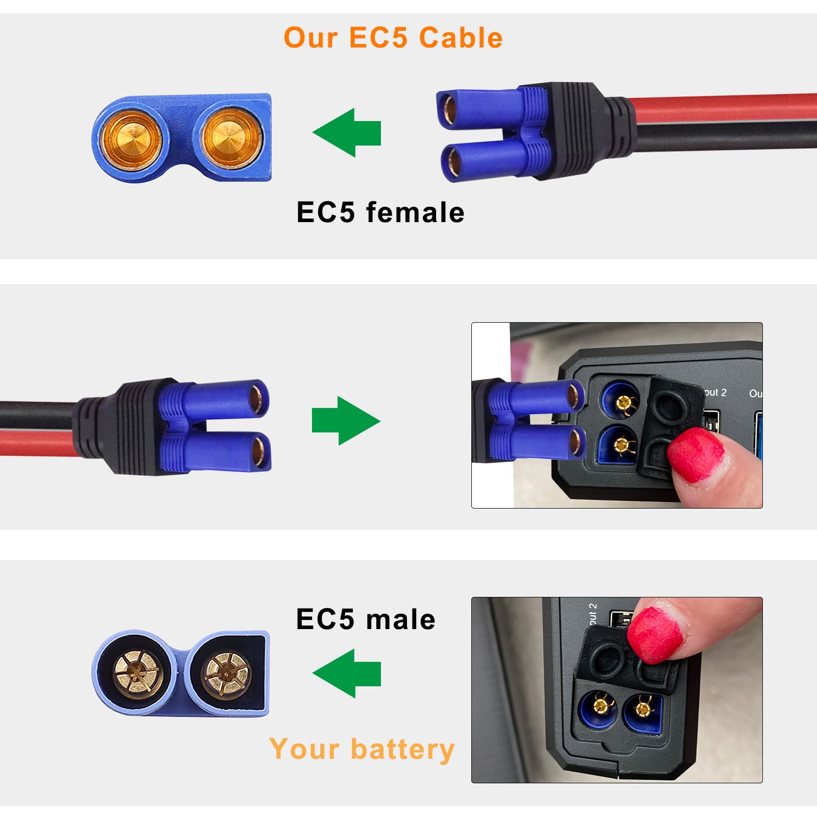 Kuncan Ec5 Jump Starter Cable With Battery Clamps   12V Replacement Alligator Clips To Ec5 Connector Car Jumper Cable For Emerge
