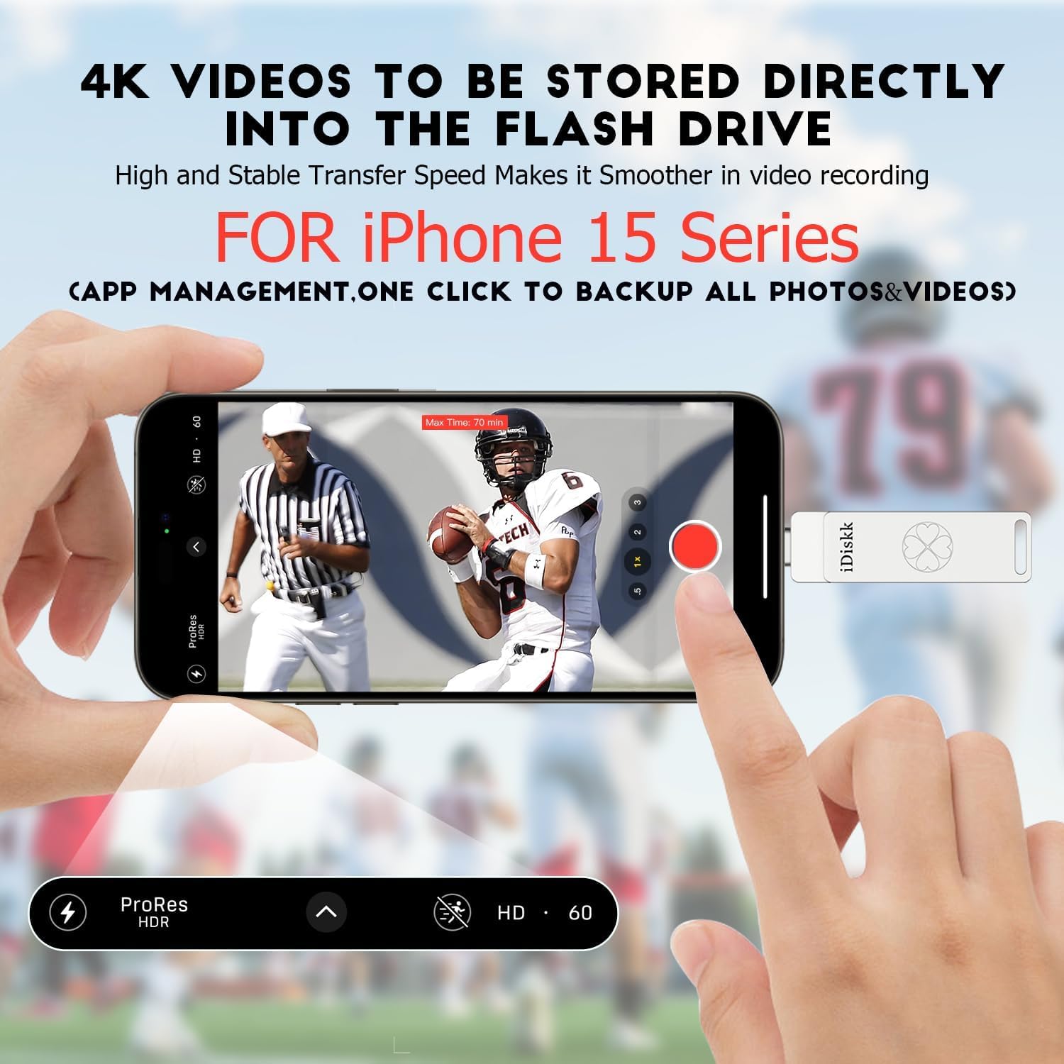 Idiskk 1Tb High Speed Solid State Ssd Phone Flash Drive Photo Stick For Iphone 15/15 Plus/15 Pro/15 Pro Max,Usb C Ipad, Macbook,Laptops,Android Phones& Pc,Auto Backup Photos And Hd Videos (500Mb/S