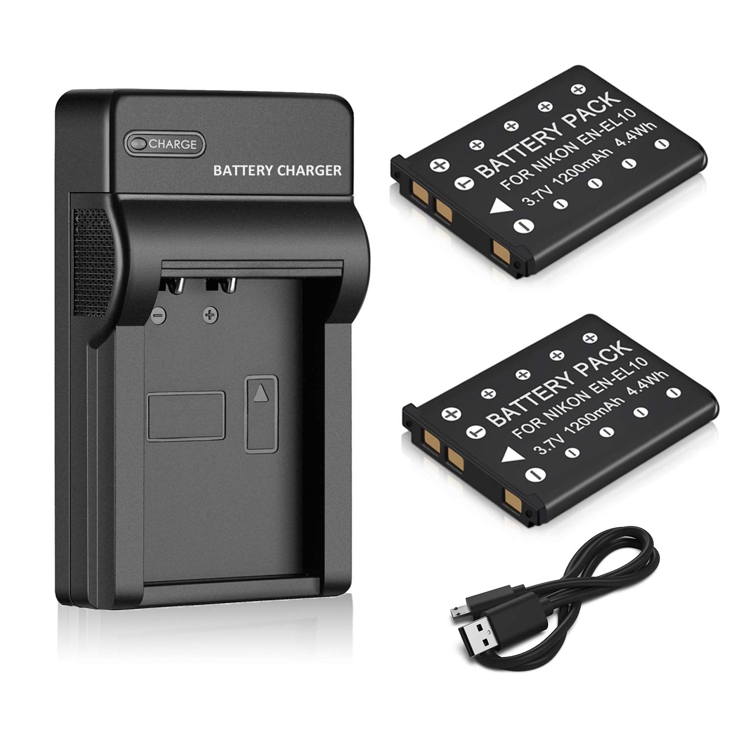 Mliepow 2 Pack EN-EL10 Battery and Micro USB Charger Compatible with Nikon Coolpix S60, S80, S200, S205, S220, S230, S500, S510,