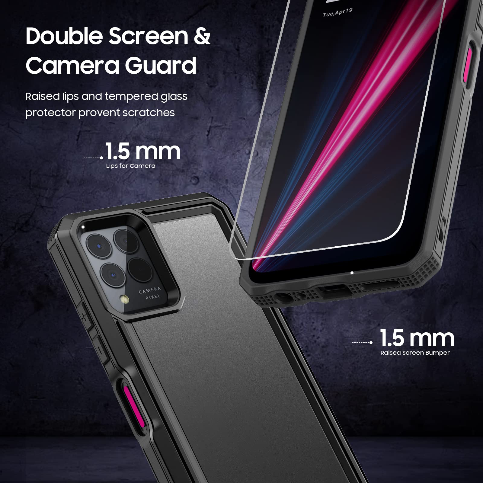 Lekevo For Revvl 6 Pro 5G / Revvl 6X Pro 5G Case, With Screen Protector, Military Grade Drop Proof Dual Layer Heavy Duty Rugged