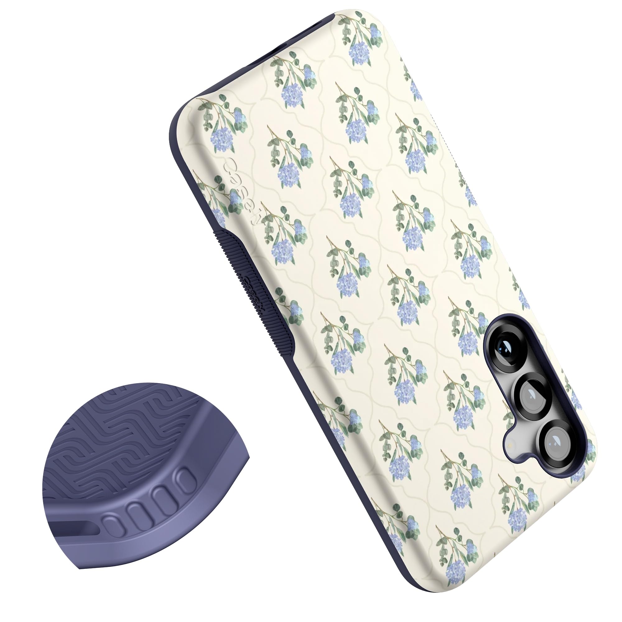 Casely Galaxy S25 Plus Case | Vintage Garden | Blue Hydrangea | Bold Protective Design | Compatible With Magsafe