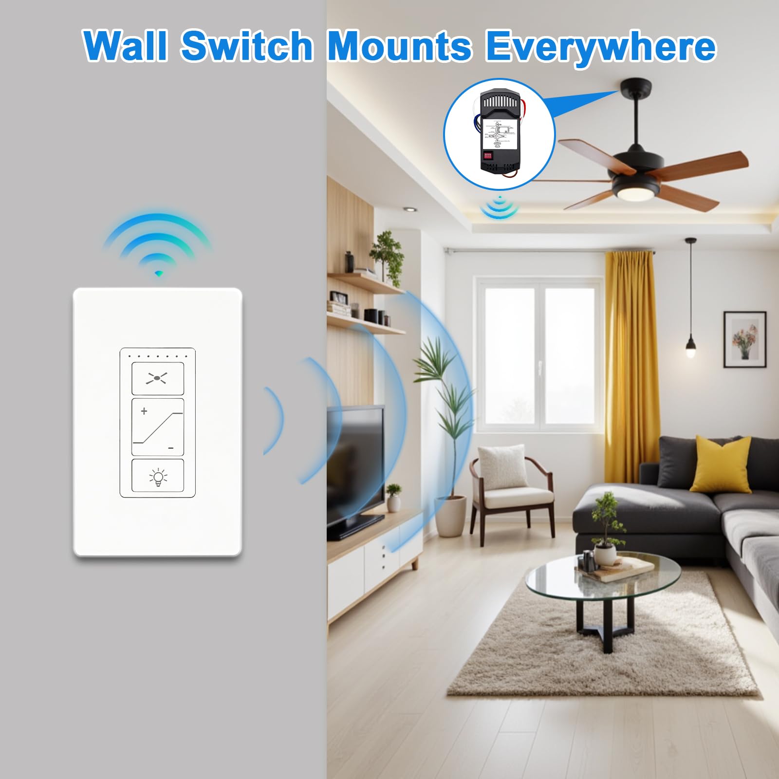 Ceiling Fan Remote Control Kit, Universal Ceiling Fan Remote Control Kit, Ceiling Fan Wall Switch Uc9050T, Compatible With Hunte