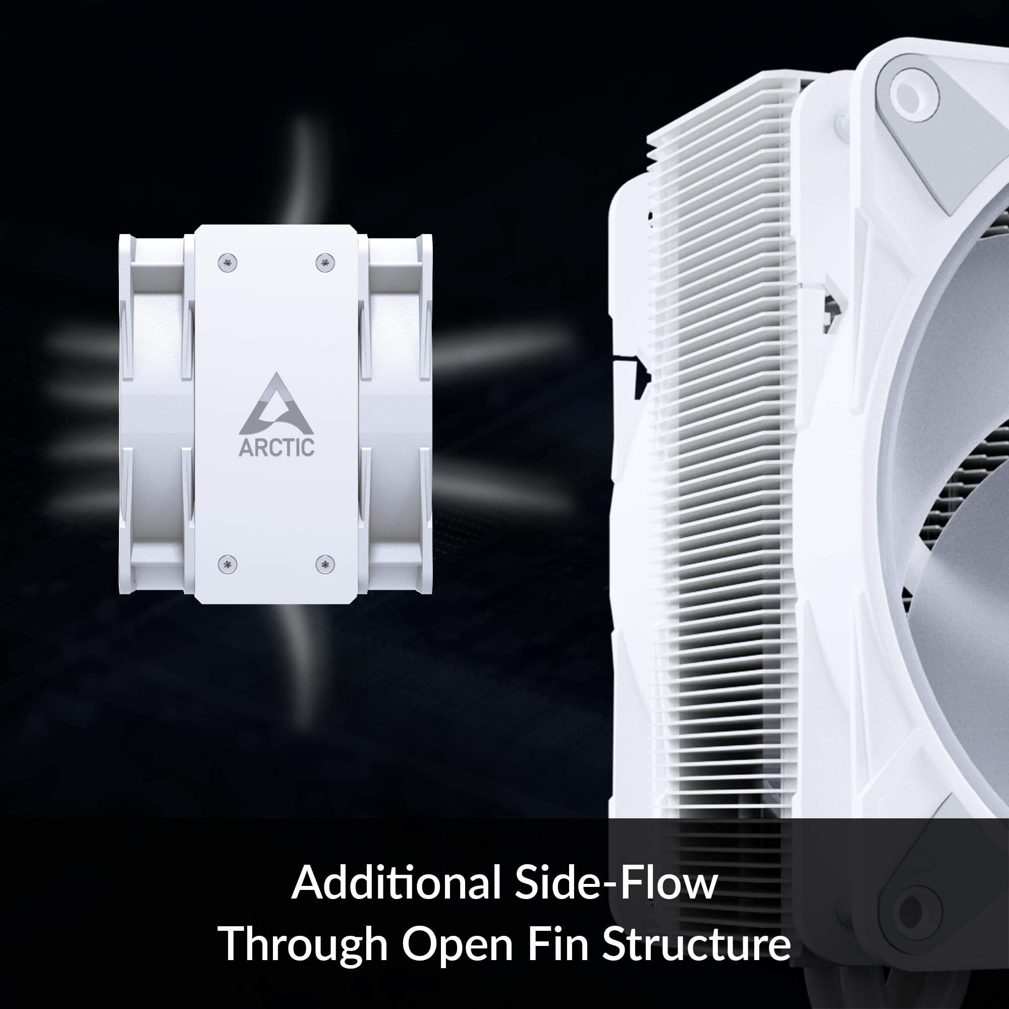 Arctic Freezer 36 A Rgb   White   Single Tower Cpu Cooler With Push Pull, Two Pressure Optimised 120 Mm P Fans And Argb Lighting