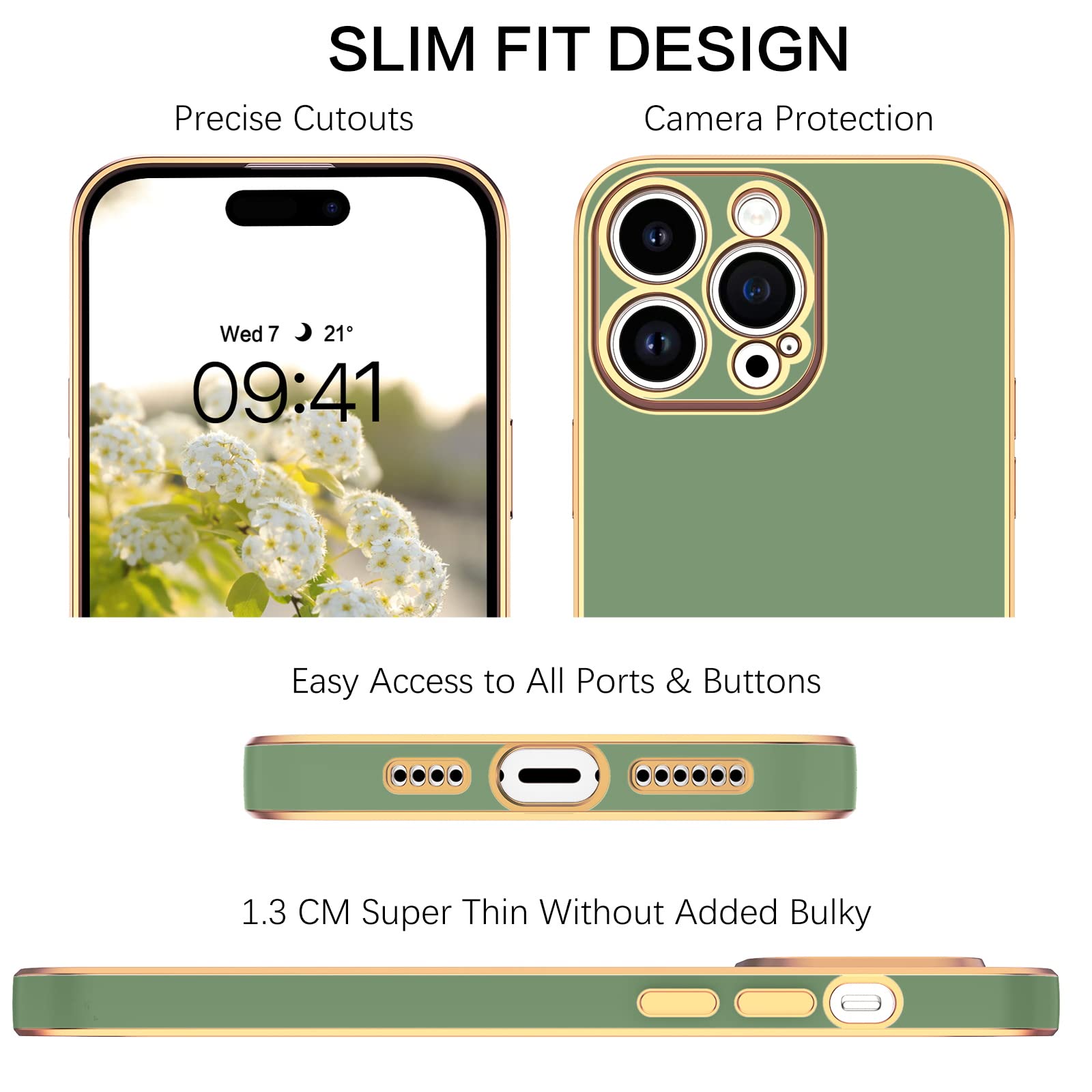 Bentoben Compatible With Iphone 14 Pro Max Case, Slim Luxury Electroplated Bumper Women Men Girl Protective Soft Case Cover With