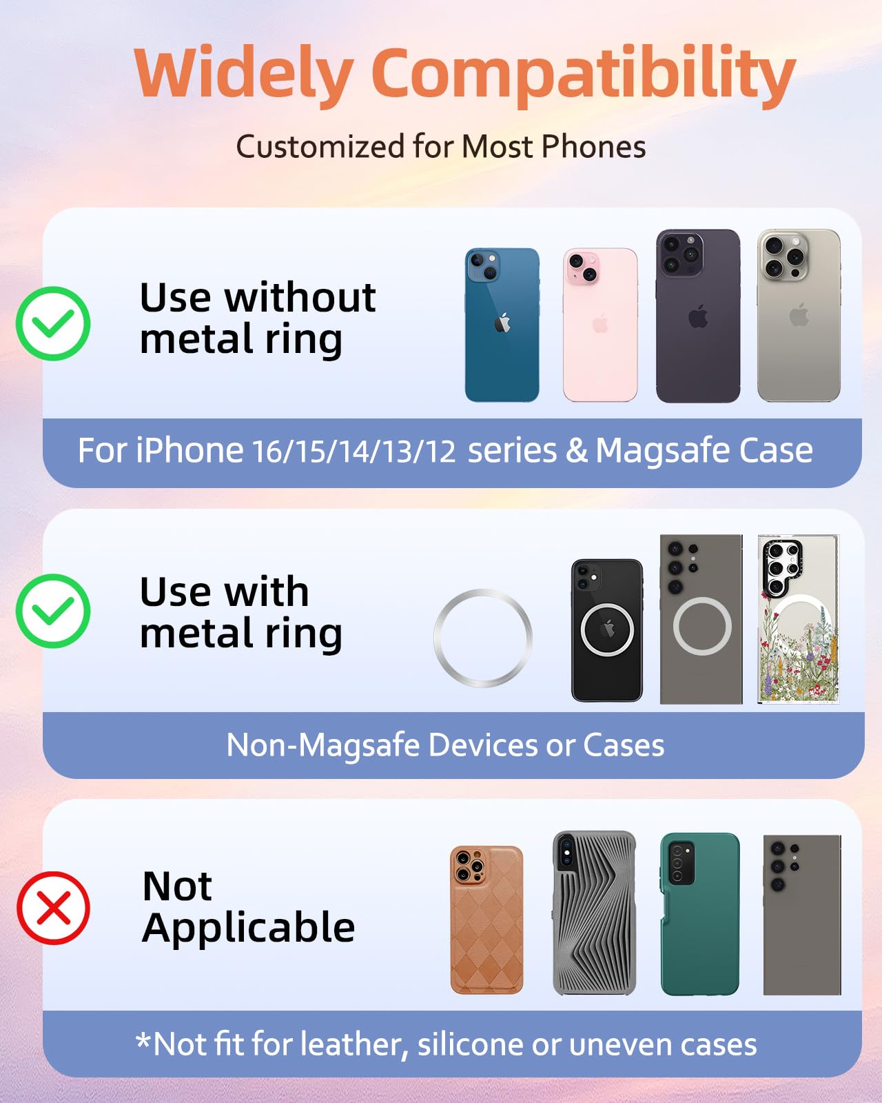 Lotadilo For Magnetic Phone Ring Holder Compatible With Magsafe For Women - Cute Design Magnet Phone Grip Ring Stand Kickstand F