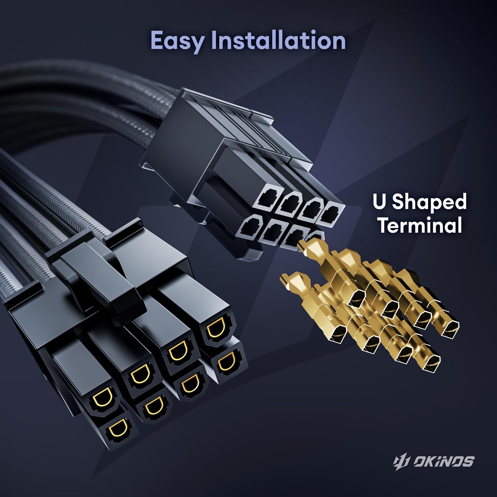 Okinos Dual 4+4 Pin Eps Psu Cables, Cable Extension Pc, 16 Awg, 1X24 Pin Atx / 2X(4+4) Pin Eps / 3X(6+2) Pin Pci E, Psu Extensio