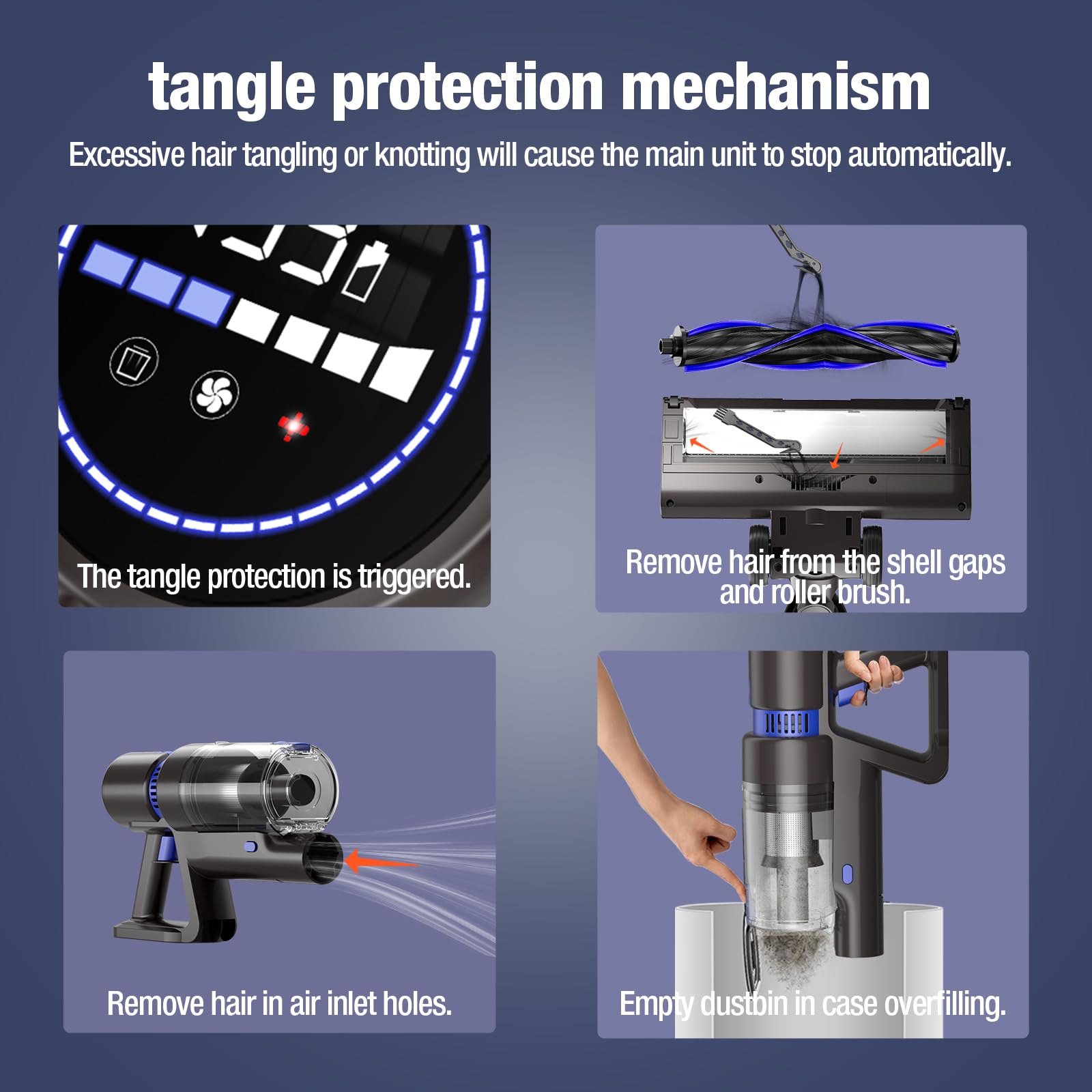 Kclaso Cordless Vacuum Cleaner, 550W 45Kpa 45 Mins Self Standing Vacuum Cleaners For Home, Stick Vacuum With Led Touch Screen &