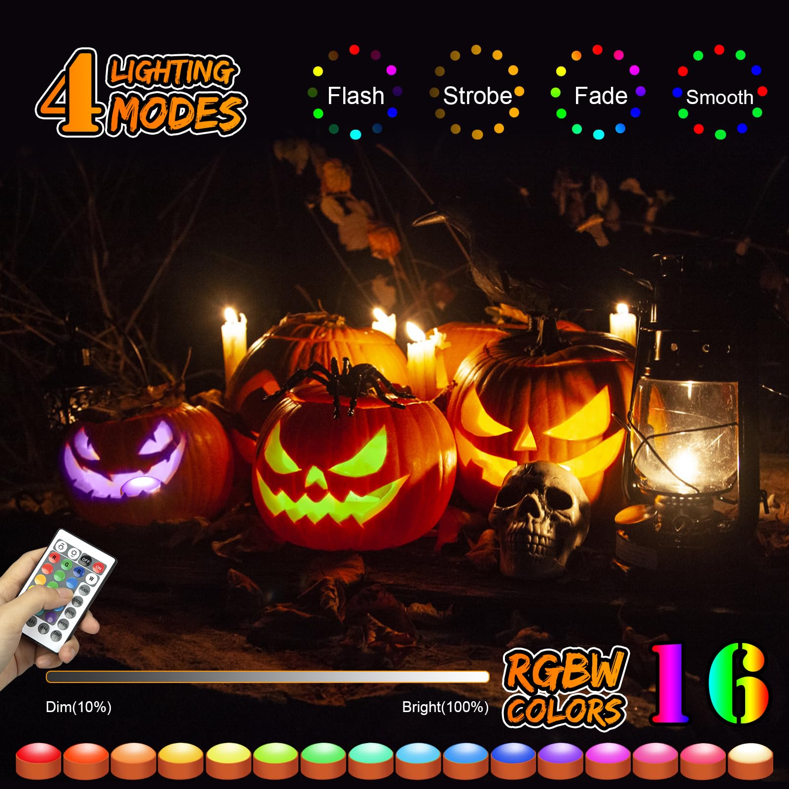 Halloween Led Flameless Pumpkin Lanterns, Battery Operated Jack-O-Lantern Lights With Remote Control And Timer, Rgb Dimmable Col