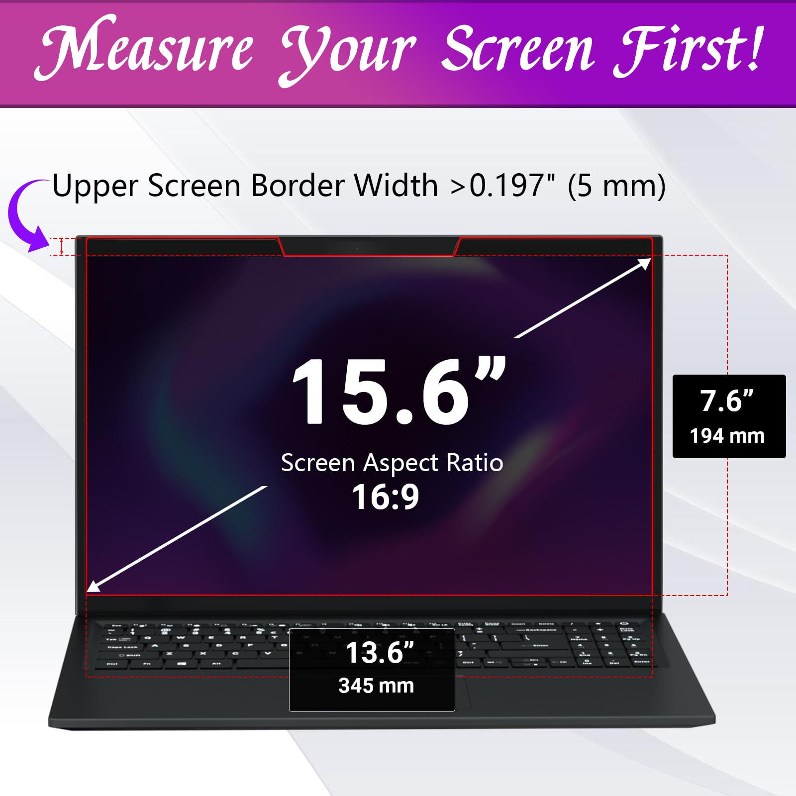 Pys Magnetic Privacy Screen Filter For 15.6 Inch 16:9 Laptop   Detachable Computer Screen Privacy Shield, Anti Glare Blue Light,