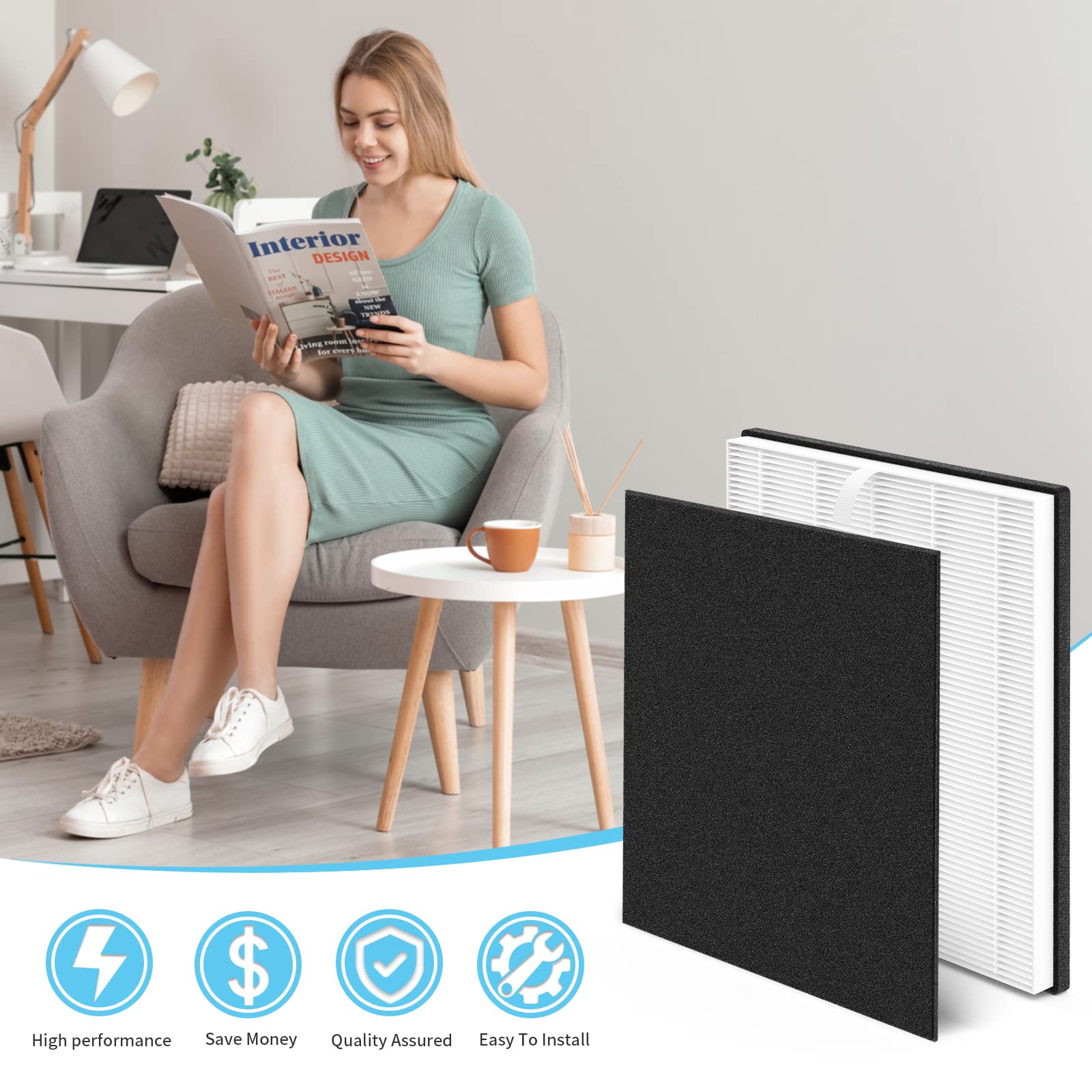 Cfkreya Md1 0022 Replacement Hepa Filter Compatible With Vornado Air Puri Fier Model Ac300, Ac350, Ac500, Ac550, Pco200, Pco300,