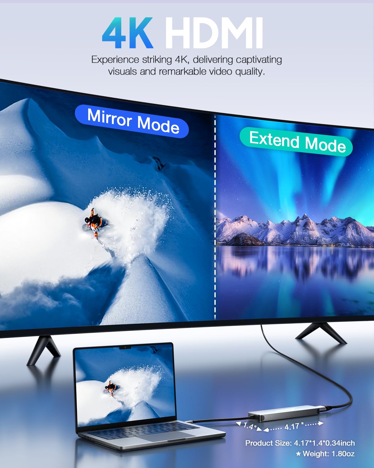 Hiearcool Usb C Hub, Usb-C Multi-Port Adapter For Macbook Pro, 7In1 Usbc To Hdmi Hub Dongle Compatible For Laptops And Other Typ