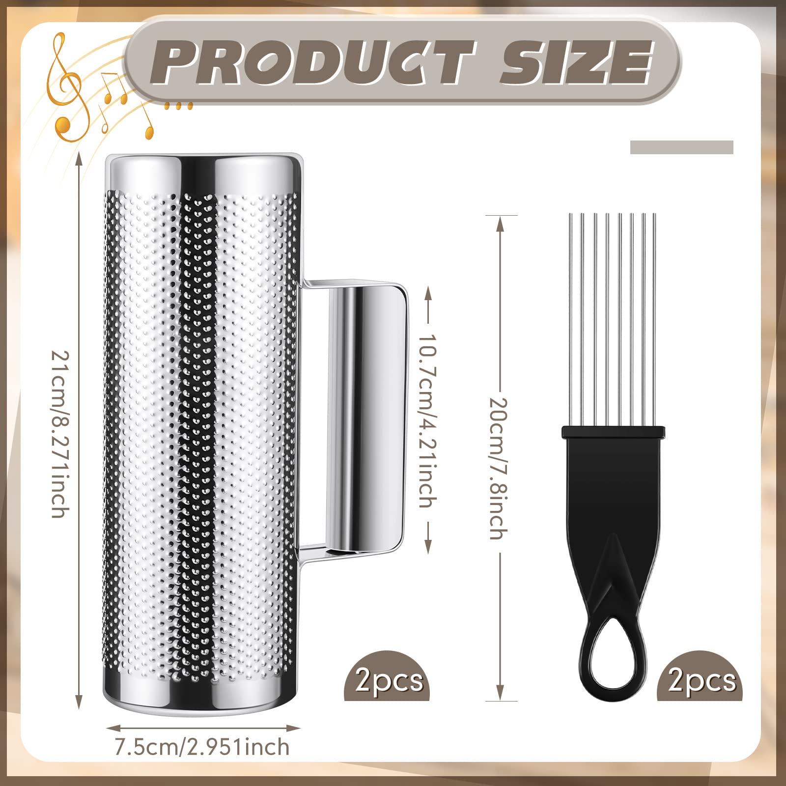 Kathfly 4 Pcs Guiro Instrument Metal Stainless Steel Musical Latin Percussion Training Tool With Scrapers For Live Performance(3