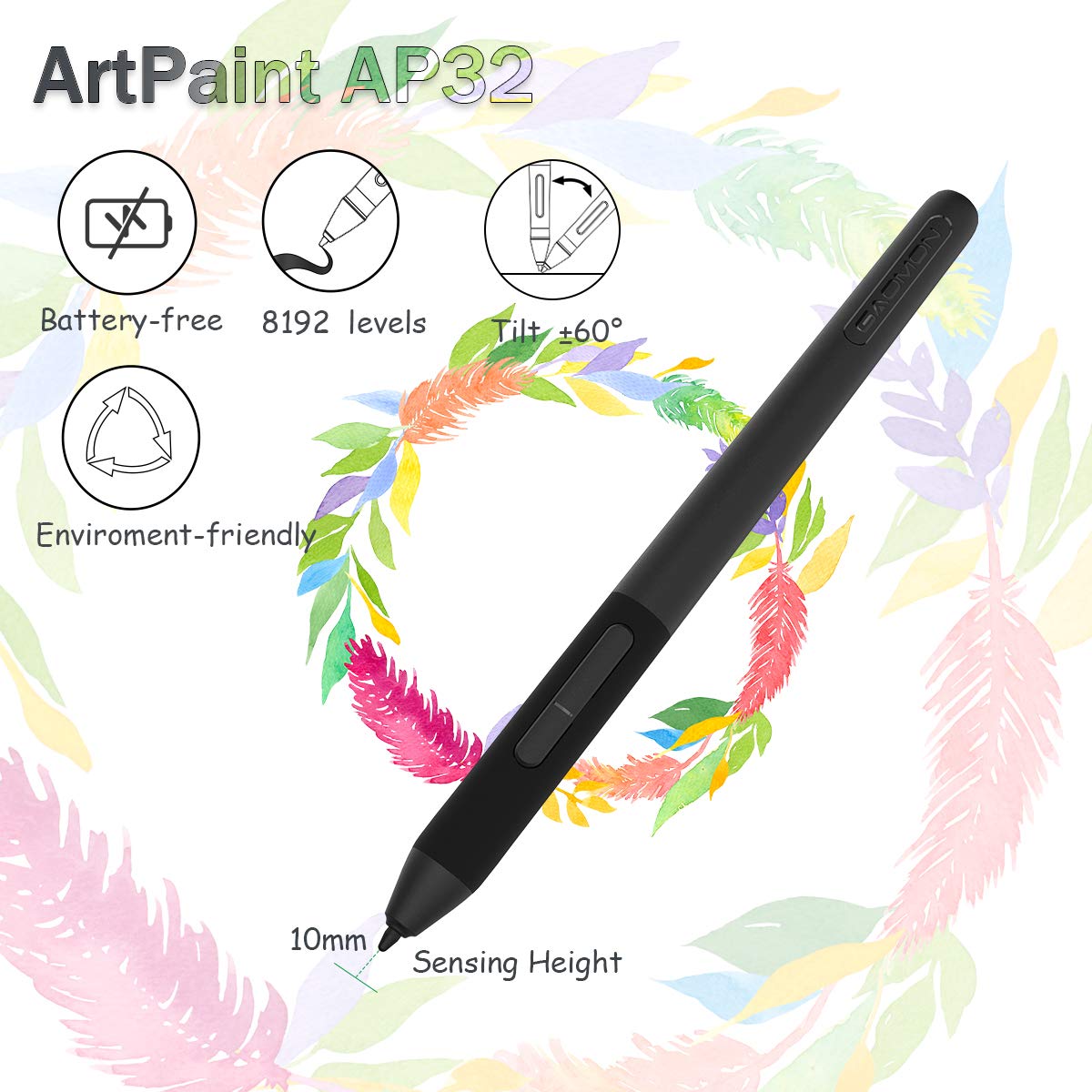 Drawing Tablet Gaomon M106K Pro 10 X 6.25 Inches Large Graphic Tablet, Digital Art Tablet Supports Tilt Function With 12 Shortcu