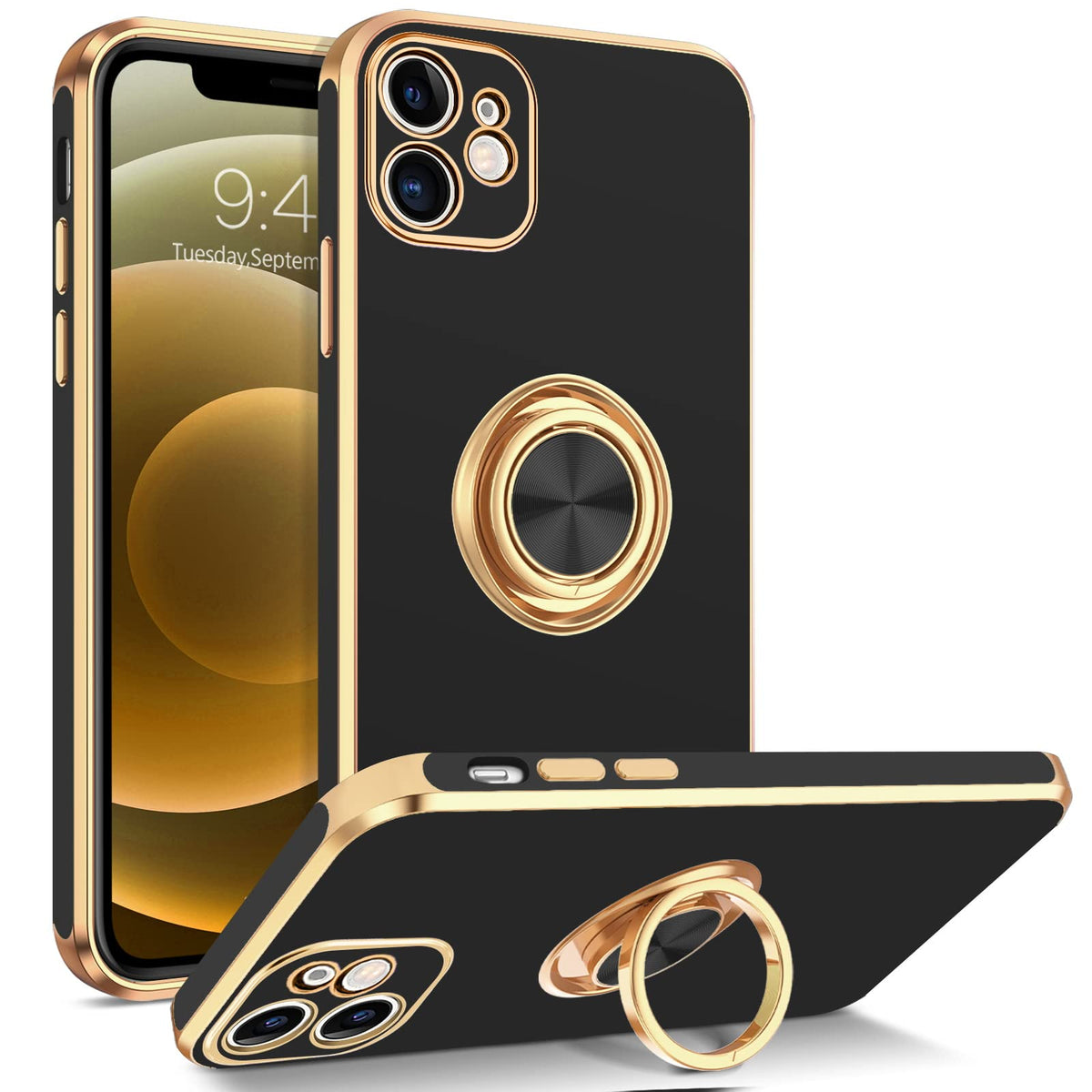 Bentoben Compatible With Iphone 12 Mini Case With 360 Ring Holder, Shockproof Kickstand Support Car Mount Women Men Non-Slip Pro