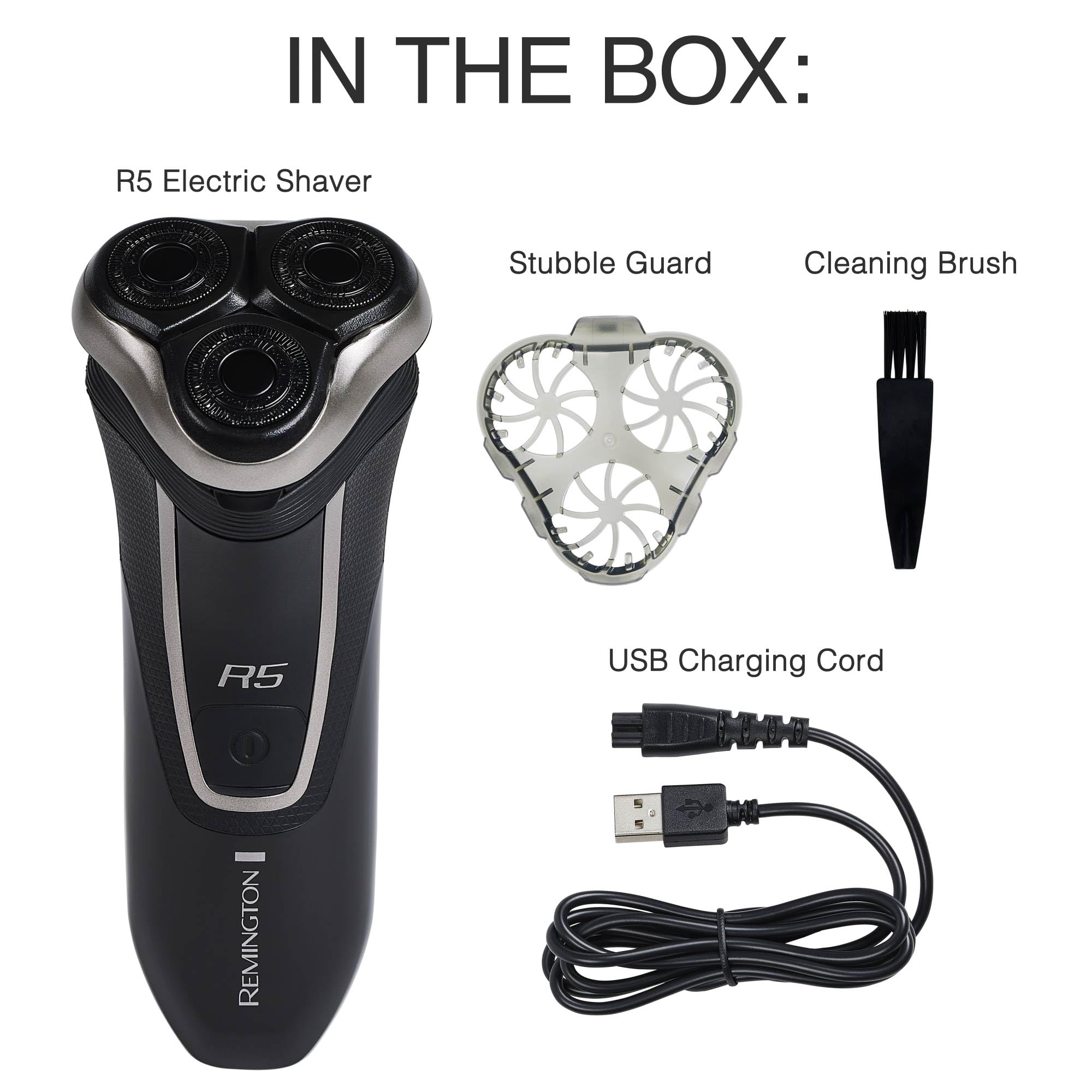 Remington R5 Style Series Rotary Shaver For Men, Titanium Flexing Blades, Sensitive Skin Comfort, Waterproof Rechargeable Wet Or