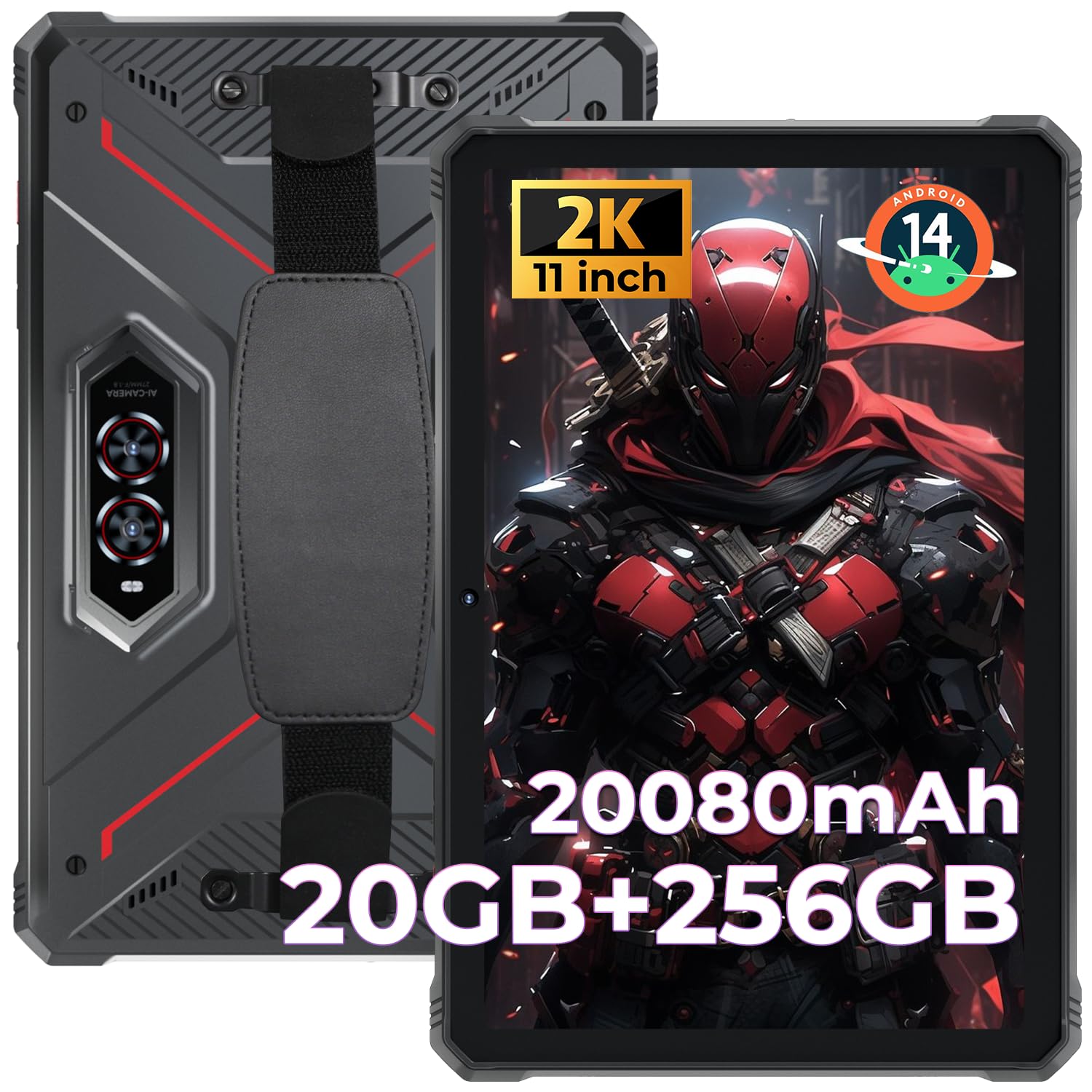 Hotwav R9 Pro 2025 Upgrade Rugged Tablet 11 Inch Android 14 Tablet, 2K 20080Mah 20Gb+256Gb (2Tb Sd) Outdoor Tablet, 64Mp+16Mp Oc