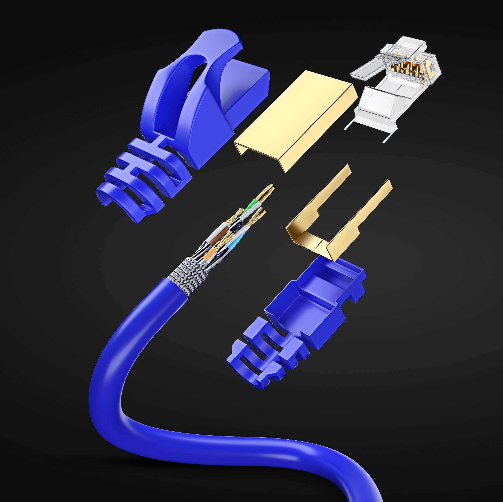 Cat 7 Ethernet Cable 100 Ft   High Speed Internet & Network Lan Patch Cable, Rj45 Connectors   100Ft / Blue   Perfect For Gaming, Streaming, And More