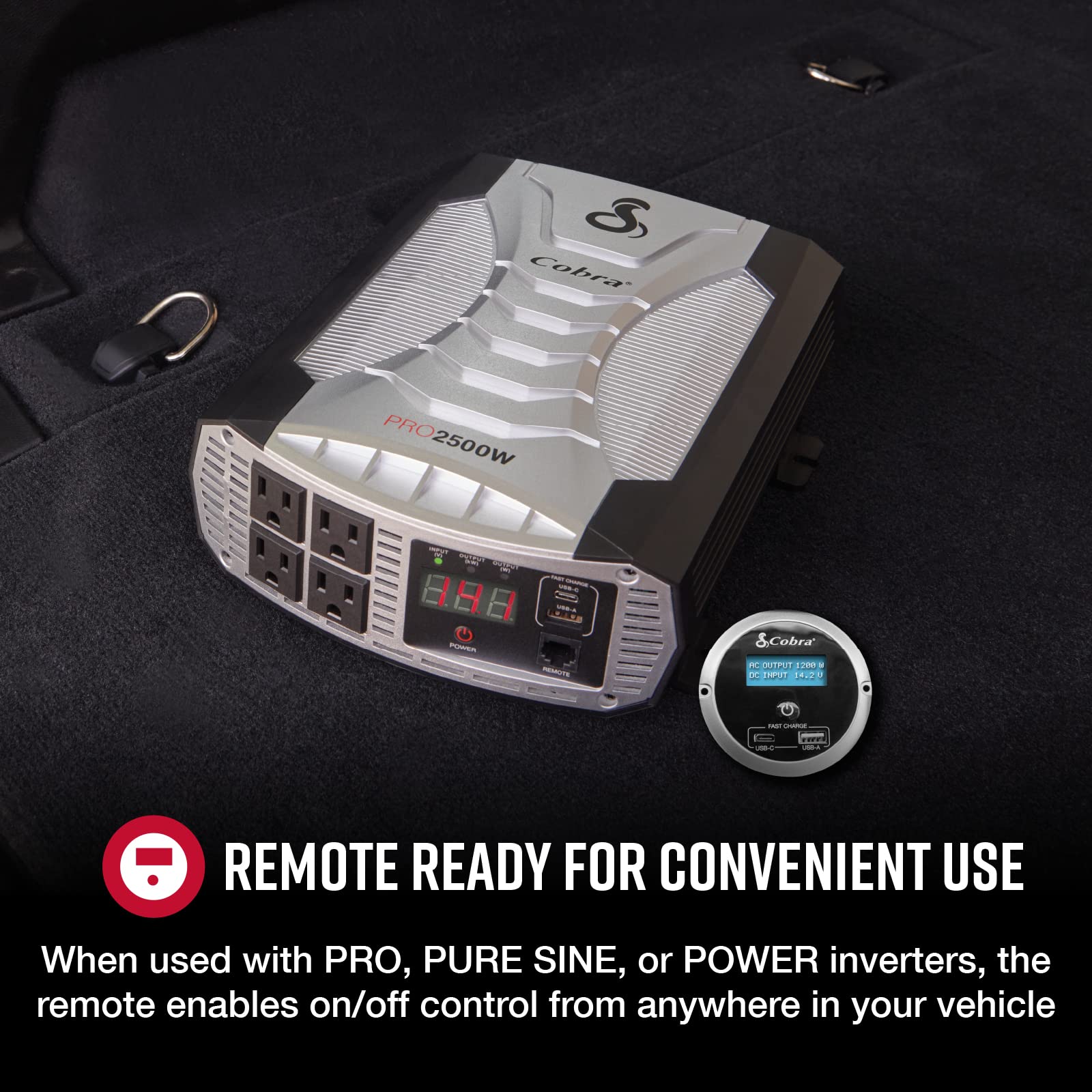 Cobra CPIALCDG1 Remote Controller - Compatible with Cobras Professional Grade Power Inverters, Remote On/Off, 4 Mounting Options