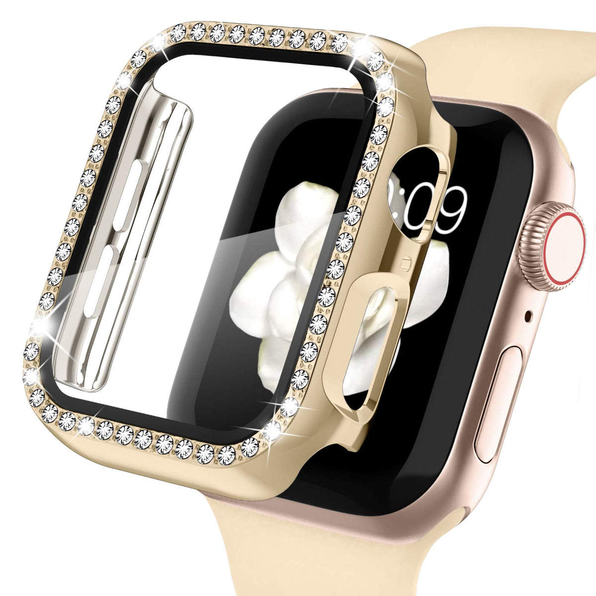 Recoppa Bling Crystal Diamond Rhinestone Ultra Thin Bumper Full Cover Protective Case For Apple Watch Series 6/5/4/Se 40Mm 44Mm,