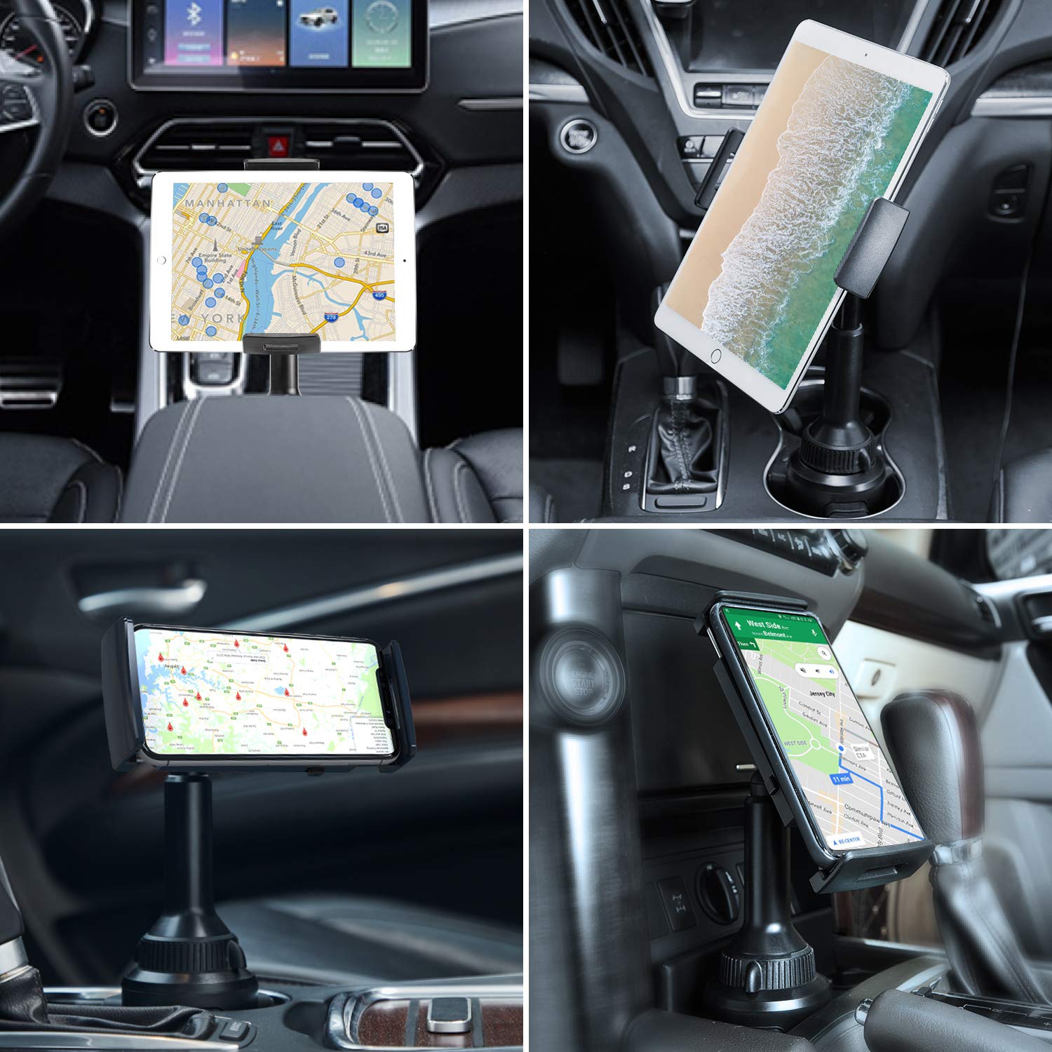 Apps2Car Tablet Holder For Car, Car Tablet Mount With Adjustable Clamp (Up To 8.3'), 10.57' Height Adjustable Ipad Holder For 4.3' 11' Cell Phones & Tablets, Perfect Travel Companion
