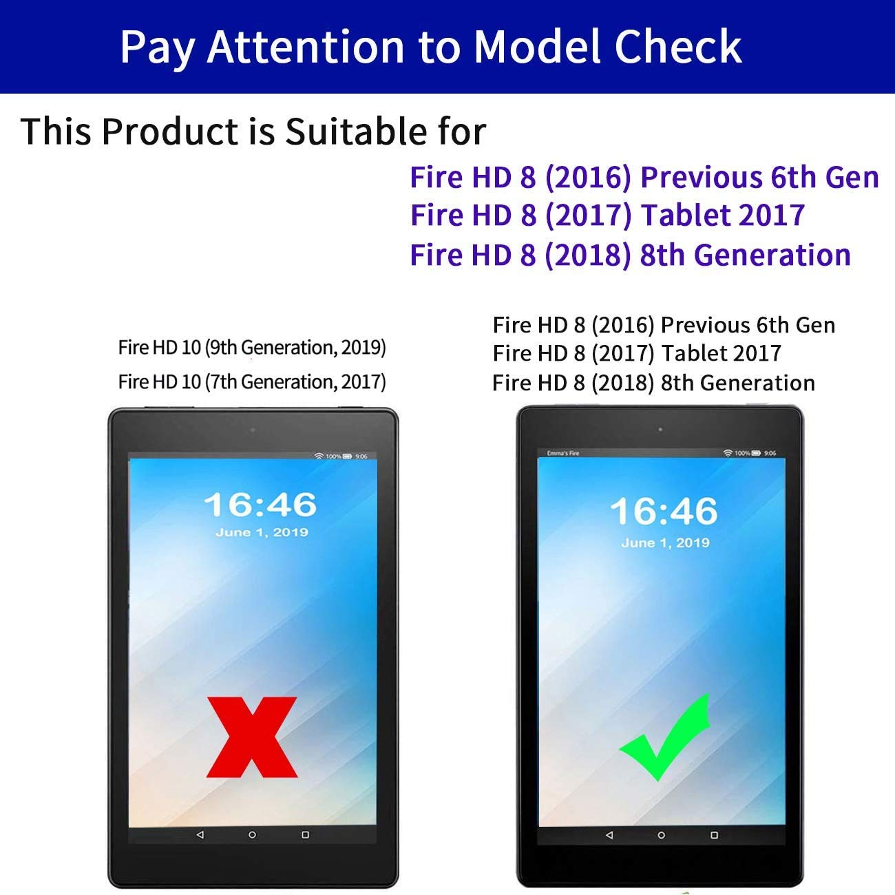 Bfserobj Case For Kindle Fire Hd 8 Case 2017/2018 Release 7Th/8Th Generation Lightweight Smart Case Pu Leather Adjustable Stand