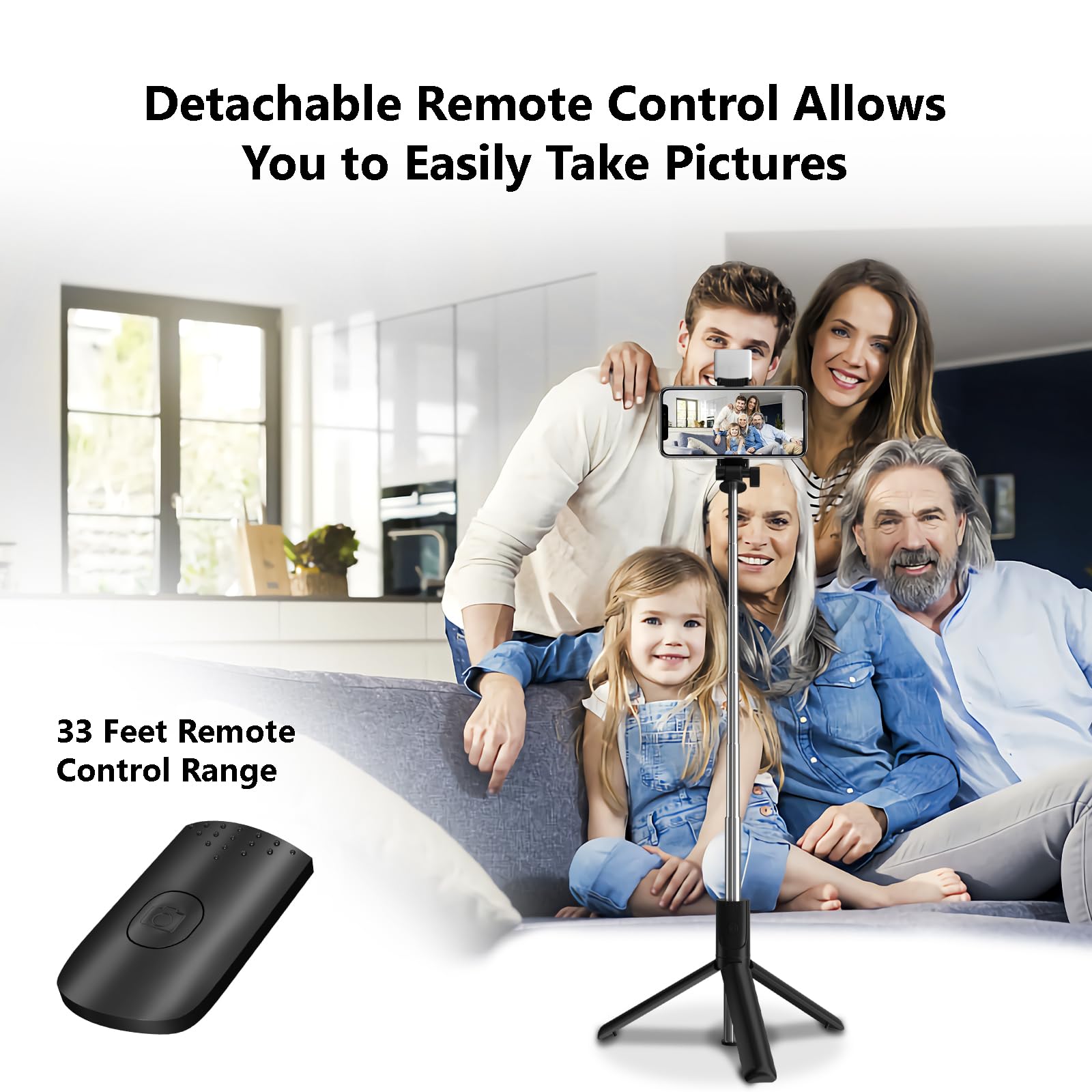 Selfie Stick, 40 In Retractable Phone Tripod With Wireless Remote Control & Light, Portable Selfie Stick Tripod For Photograph,