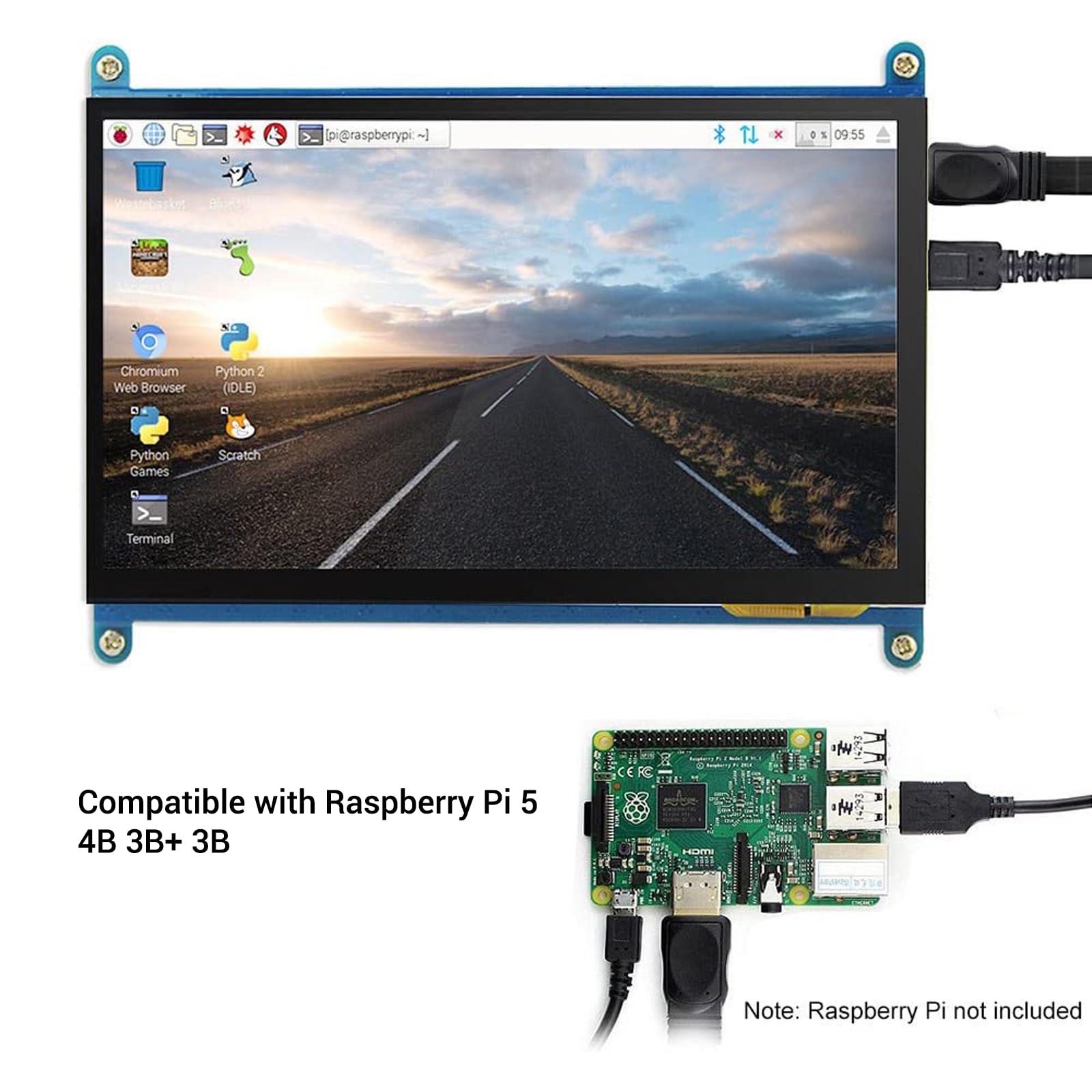 Elecrow 7 Inch Touch Screen Monitor For Raspberry Pi Screen 1024X600 Ips Lcd Mini Monitor For Raspberry Pi 5 4 3 400 Windows 11/