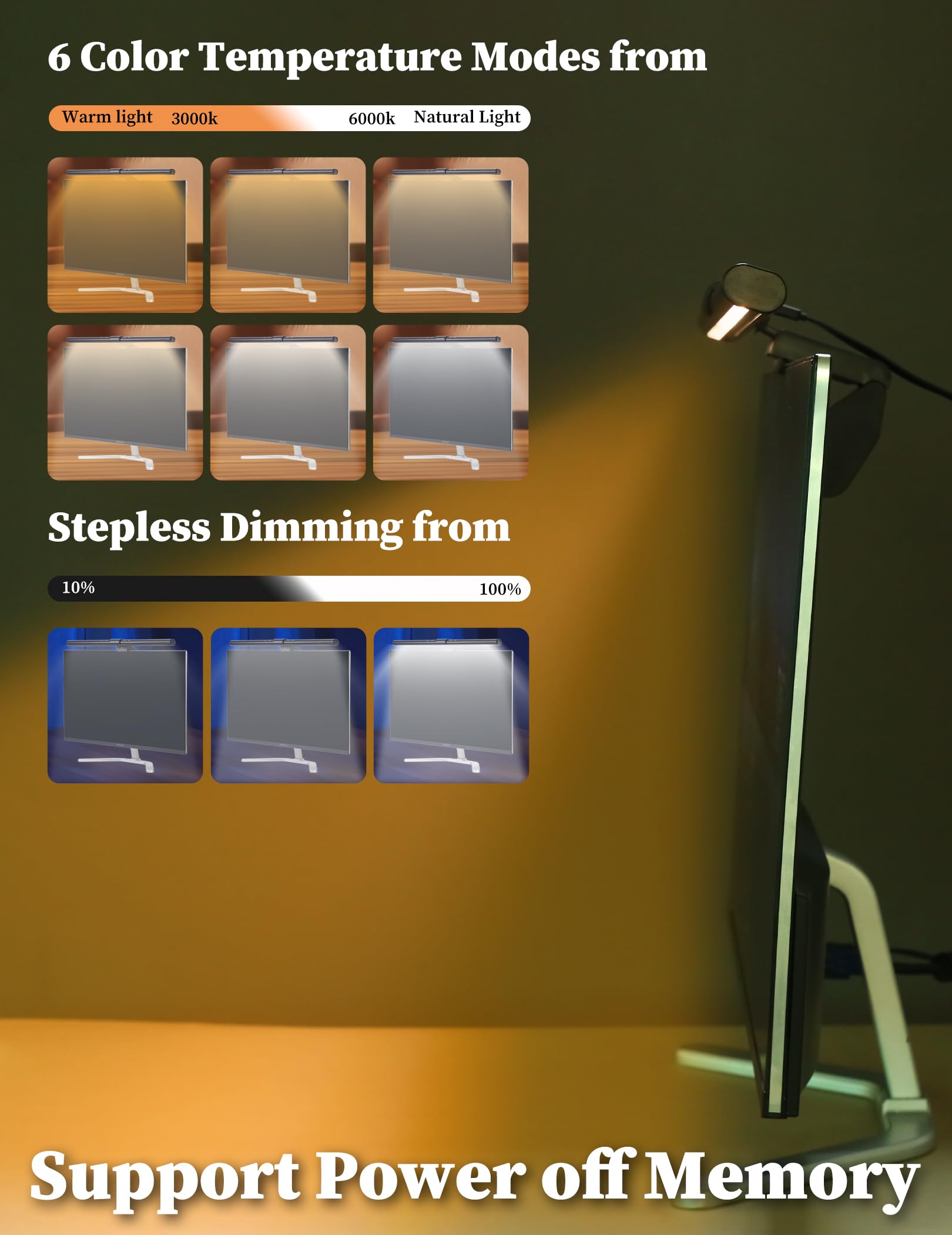 Computer Monitor Light Bar,E Reading Led Monitor Lights, Usb Powered Computer Monitor Lamp, Touch Control,No Screen Glare, Eye C