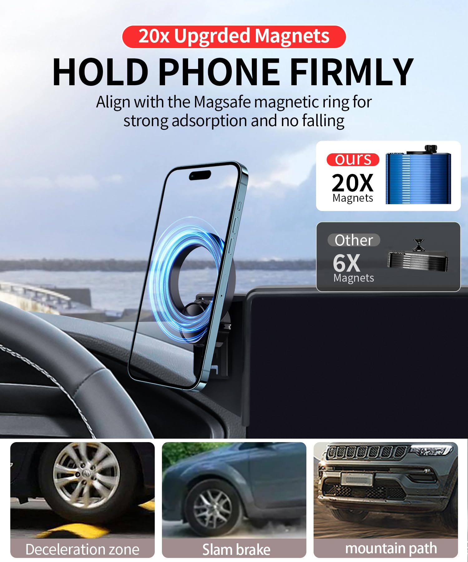 Maserweller Car Phone Holder For Honda Hr-V 2023-2025 Accessories/Cr-V 2023 2024 2025 Accessories 7/9-Inch Screen Fixed Clip, Ph