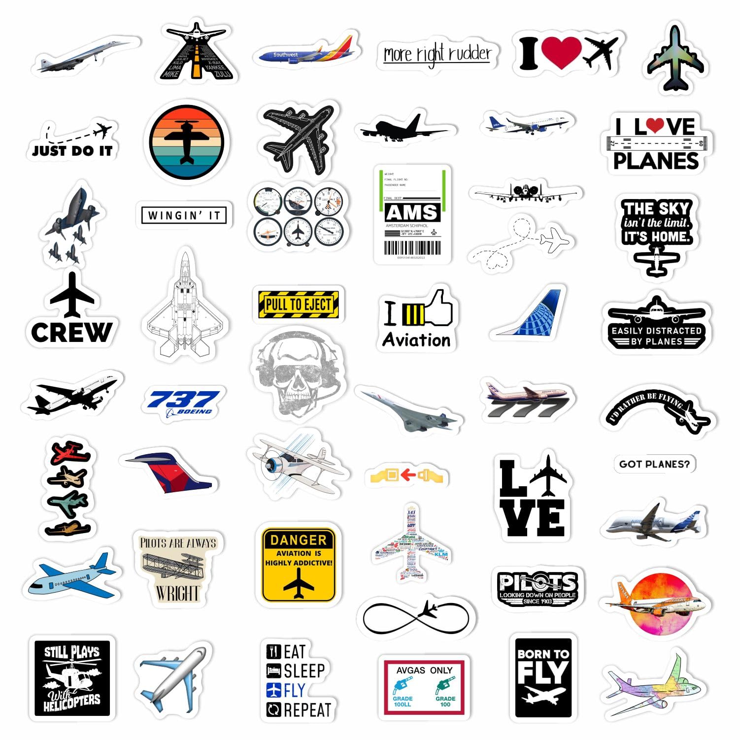 100Pcs Aviation Stickers And Decals, Pilot Stickers For Laptop, Airplane Stickers, Aircraft Stickers   Aviation Gifts, Pilot Gif