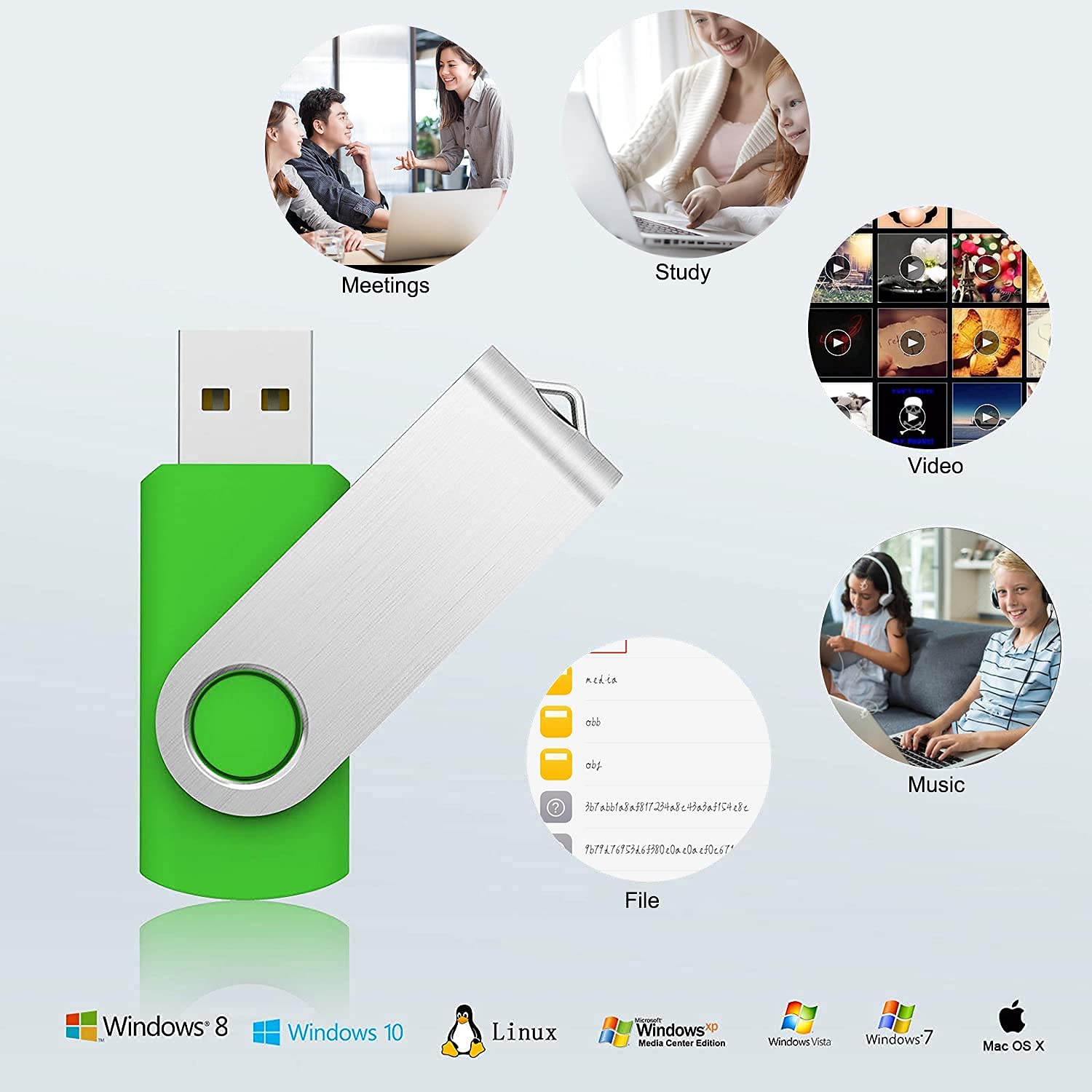 Kootion 5 X 16Gb Usb Flash Drive 2.0 Thumb Drive 16 Gb Memory Stick Swivel Keychain Design Mixcolor