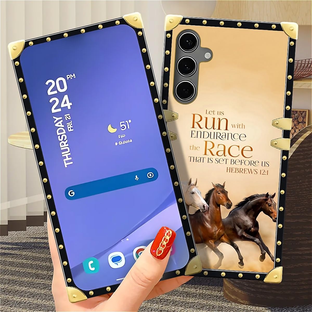 Tamefox Compatible With Samsung Galaxy S25 Ultra Case,Christian Positive Quotation Horse Exquisite Patterns Soft Tpu Shockproof