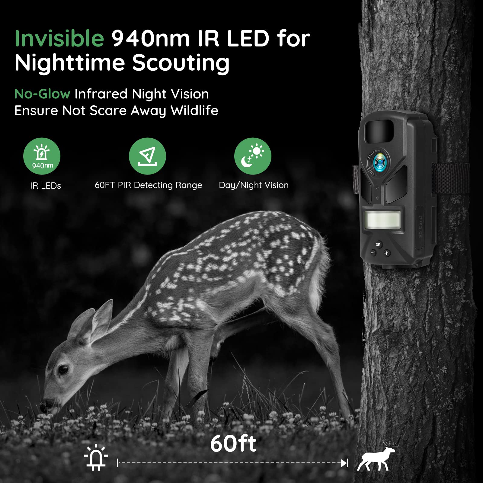 Outdoor Expert 20Mp Mini Trail Camera,1080P Hunting Trail Camera With No Glow 940Nm Night Vision Motion Activated Ip66 Waterproo