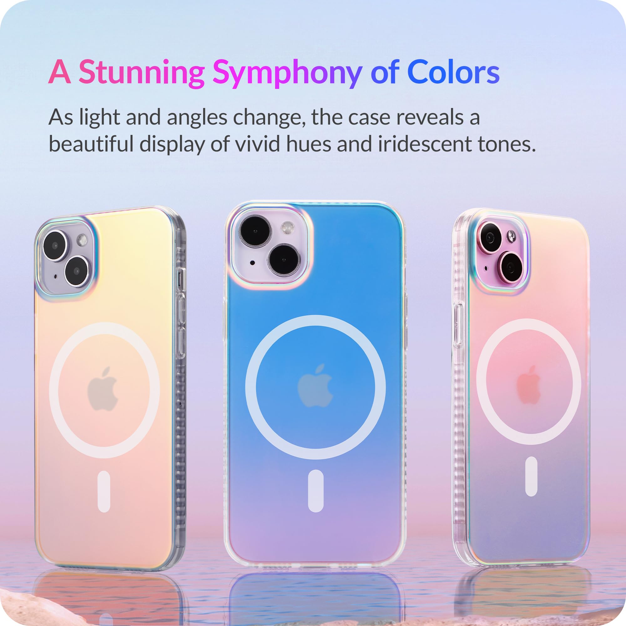 Lonli Hue   For Iphone 15 Plus Case [Compatible With Magsafe]   Holographic Iridescent   [10Ft Drop Plustection] [4 Airbag Cushi