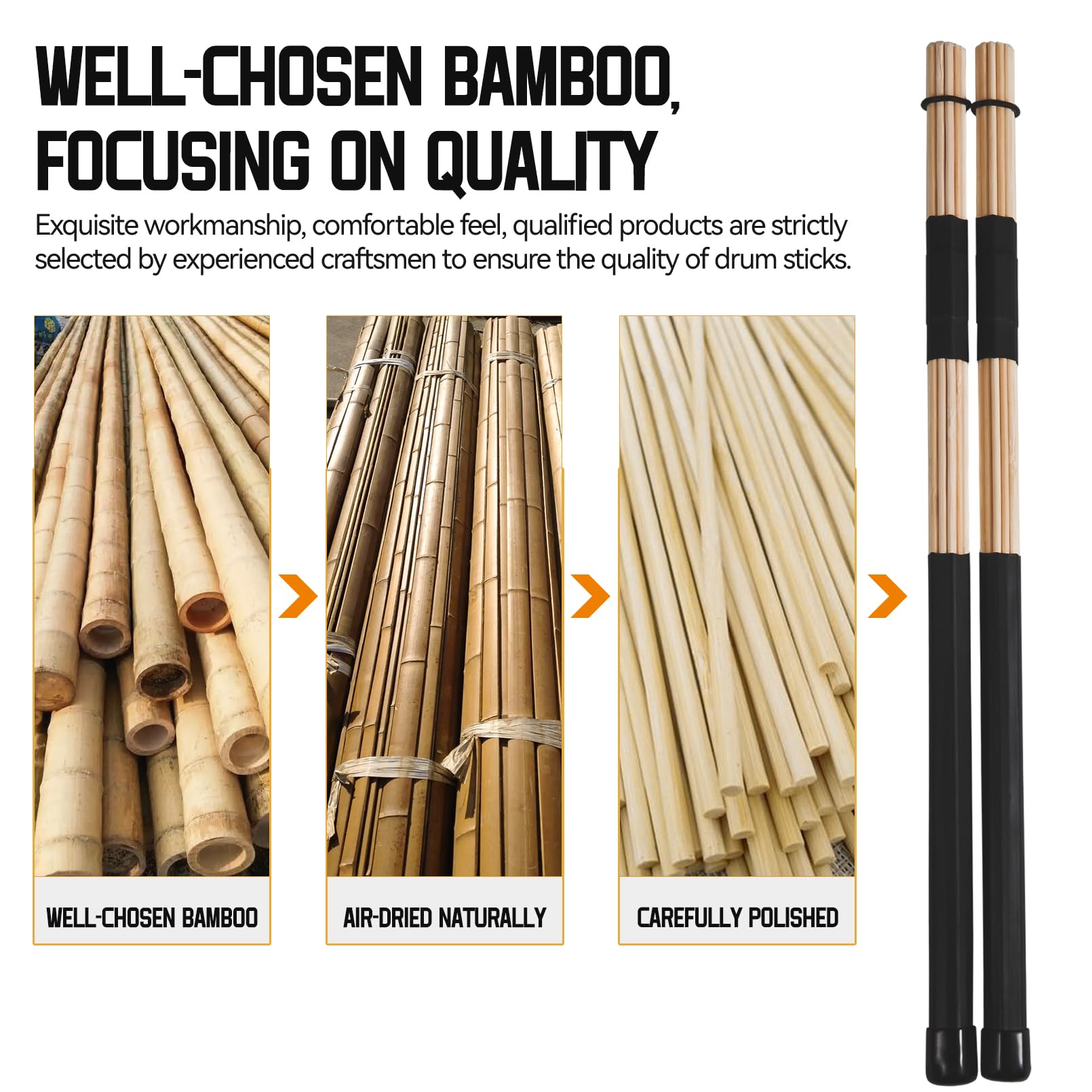 Jazz Drum Sticks Drumsticks Bamboo Punk Drum Sticks For Jazz Folk Music (2)