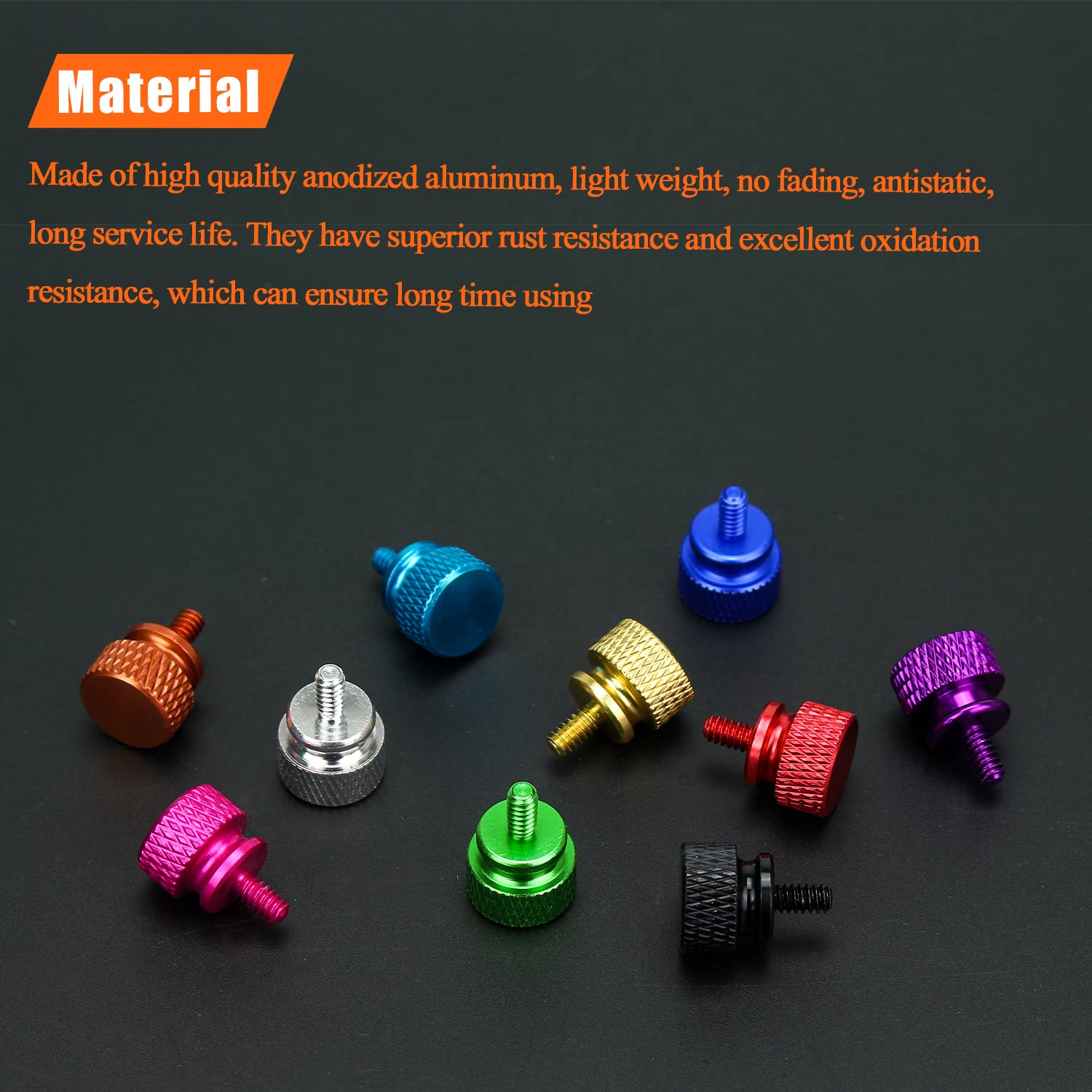 Helifouner 50 Pieces 6 32 Thread Anodized Aluminum Computer Case Thumbscrews, Thumb Screws Assortment Kit For Computer Case/Cove