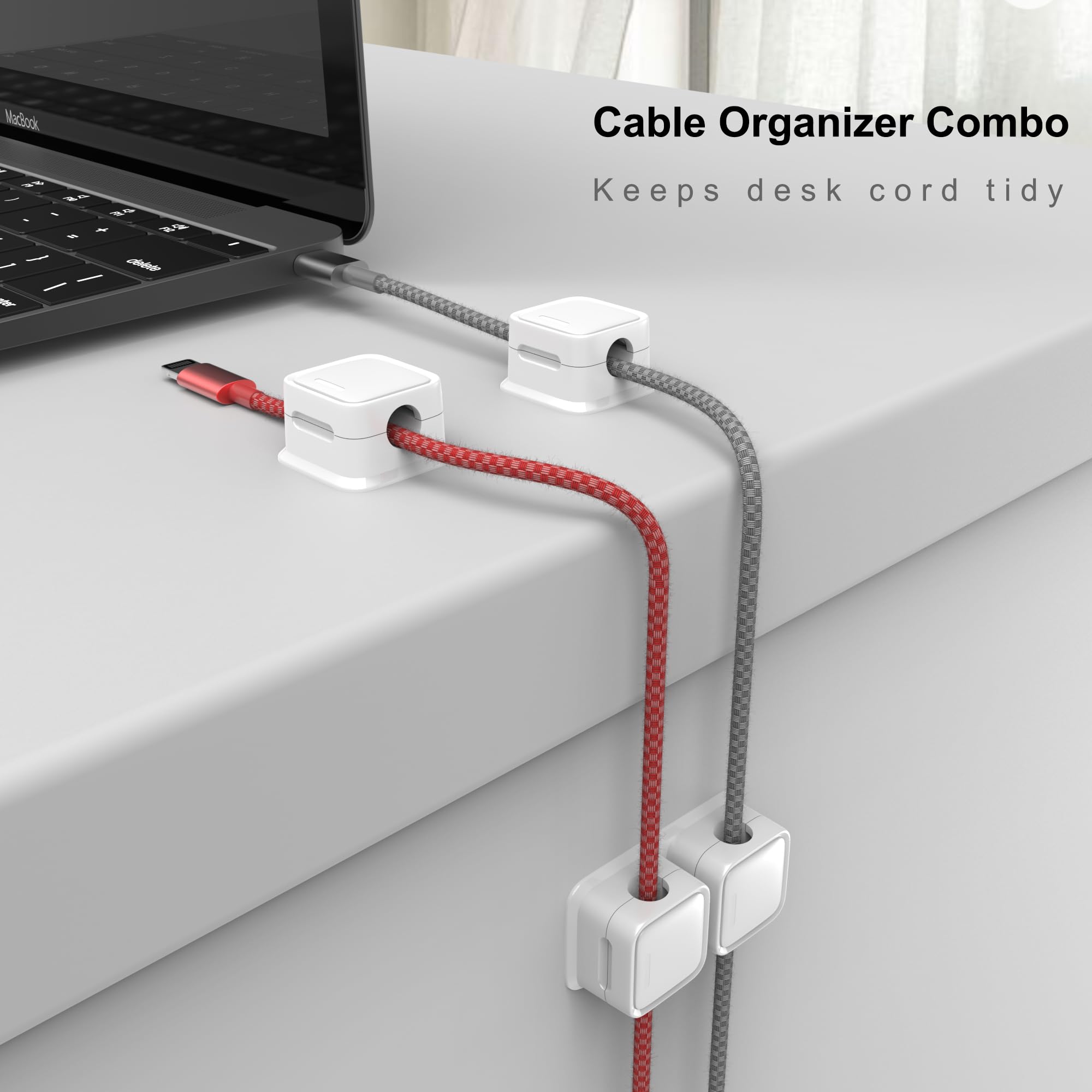 Smofish Cord Organizer, 6 Pack 10 Slot Cable Management, Strong Phone Magnetic Charging Cable Holder Clips, Wire Charger Keeper