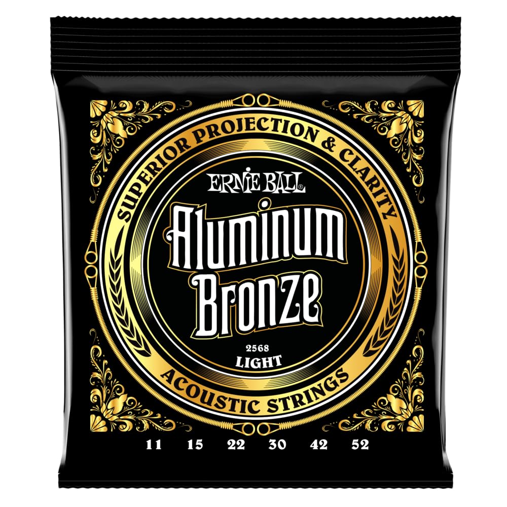 Ernie Ball Light Aluminum Bronze Acoustic Guitar Strings, 11 52 Gauge (P02568)