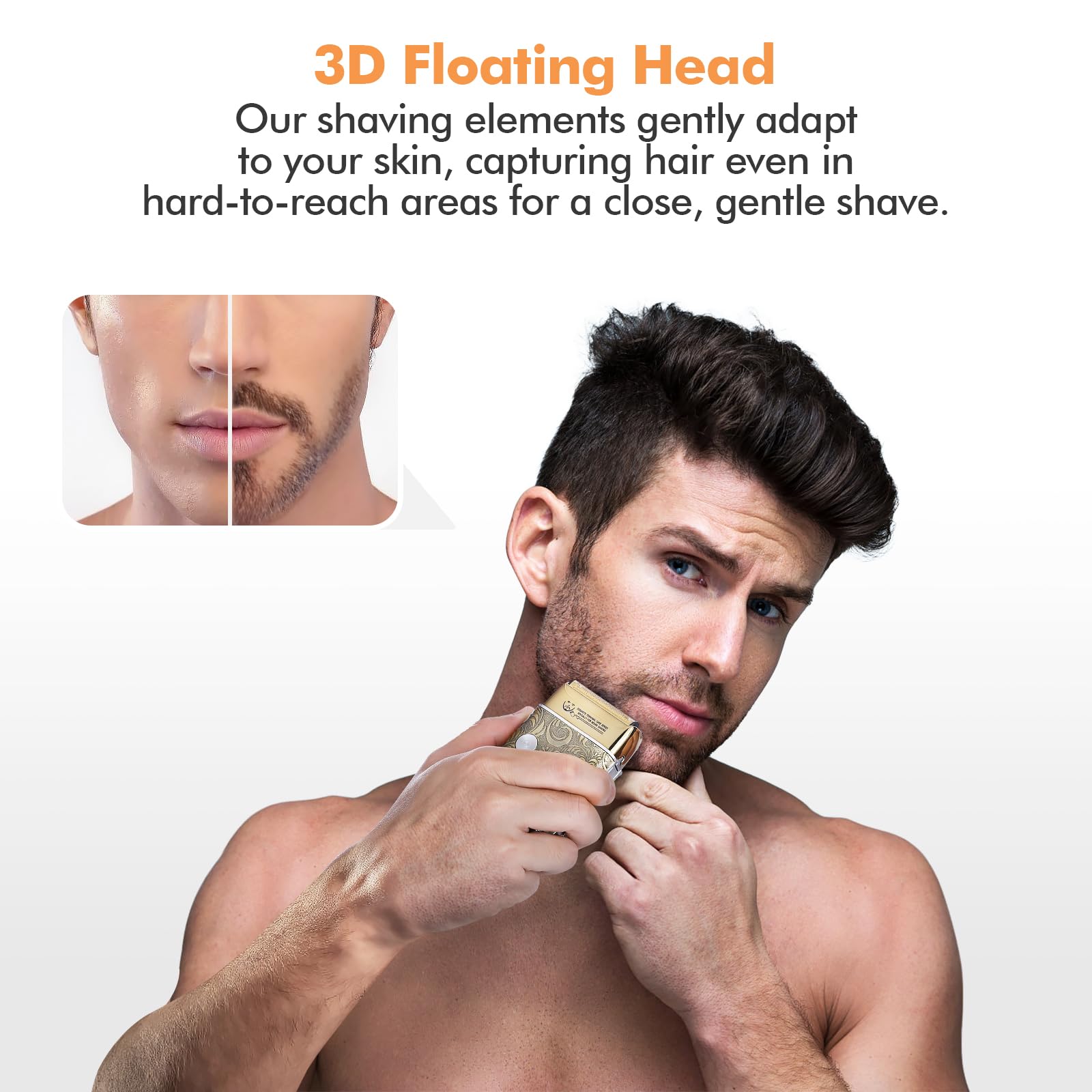 Bestauty Electric Razor For Men, Travel Foil Shaver With Enhanced Triple Head [Ultra Close Shave], Wet & Dry Beard Shaver, Recha