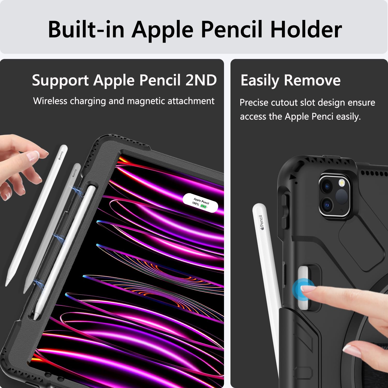 Miesherk Case For Ipad Pro 12.9 Inch 6Th/5Th/4Th Generation, Military Grade Heavy Duty Shockproof Ipad Pro 12.9 Case - Rotating