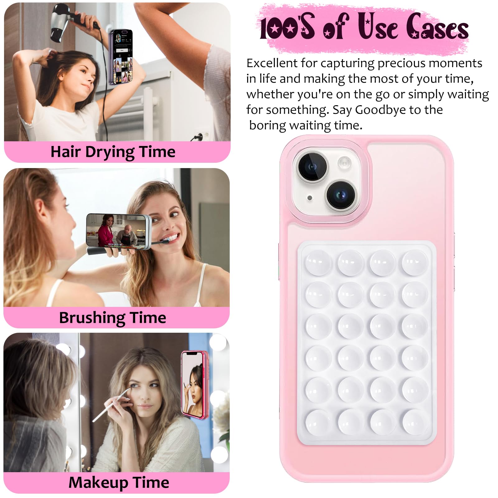 Pkyaa Silicone Suction Phone Case Mount, Silicon Adhesive Phone Accessory For Smartphones, Hands-Free Mirror Shower Phone Holder