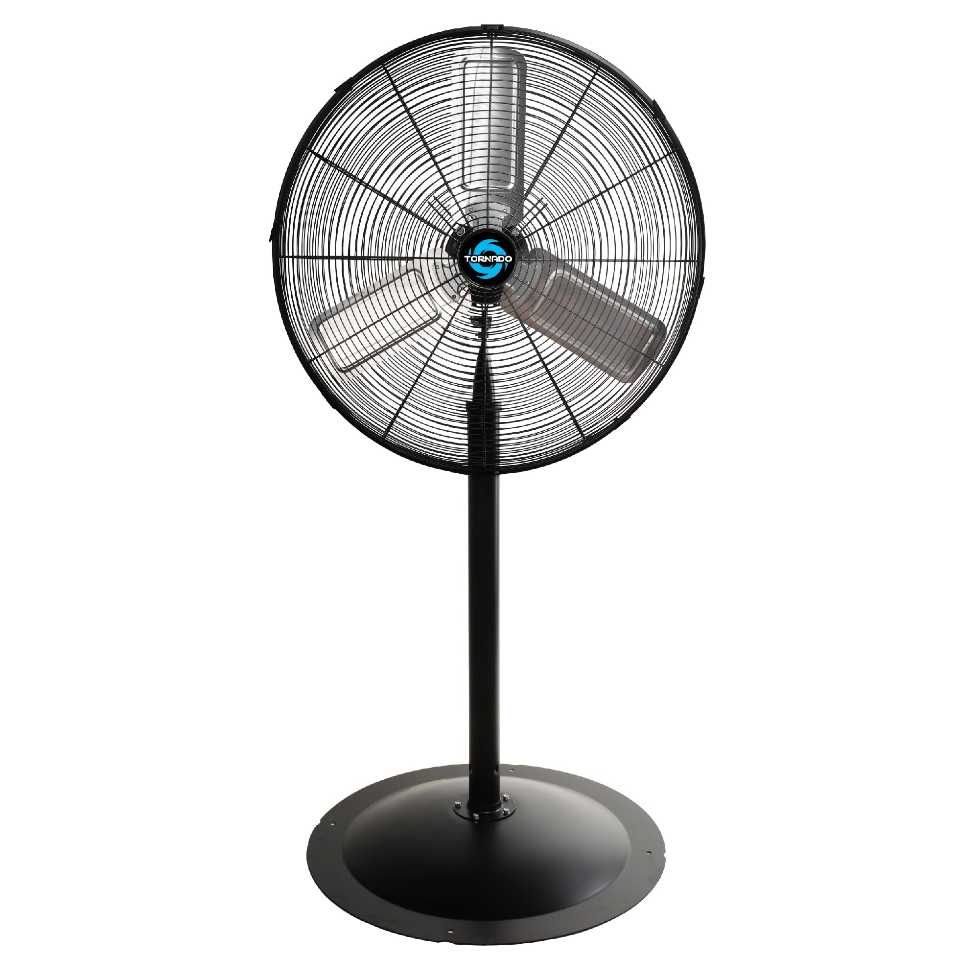 Tornado 24 Inch High Velocity Stationary Non Oscillating Metal Pedestal Fan Commercial, Industrial Use 3 Speed   7600 Cfm 6.6 Ft